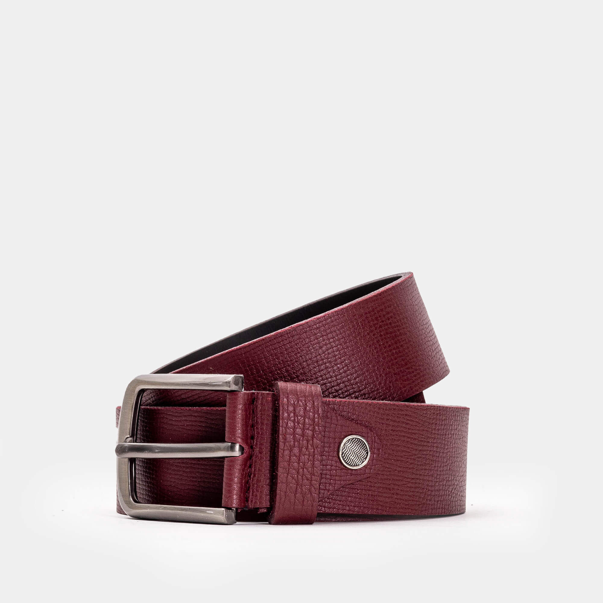Volzak 001 Ceinture sport en cuir Bordeaux grainé