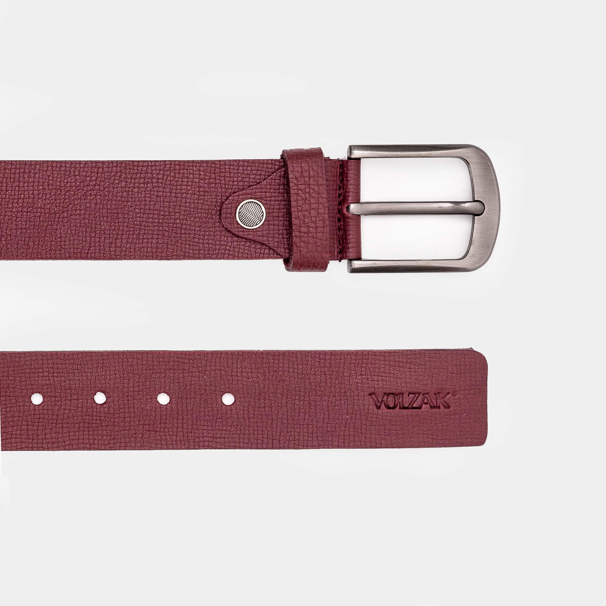 Volzak 001 Ceinture sport en cuir Bordeaux grainé