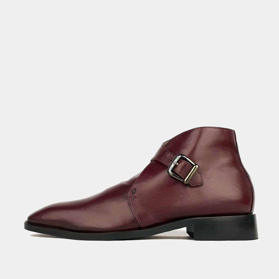 1192 Bottine en cuir bordeaux