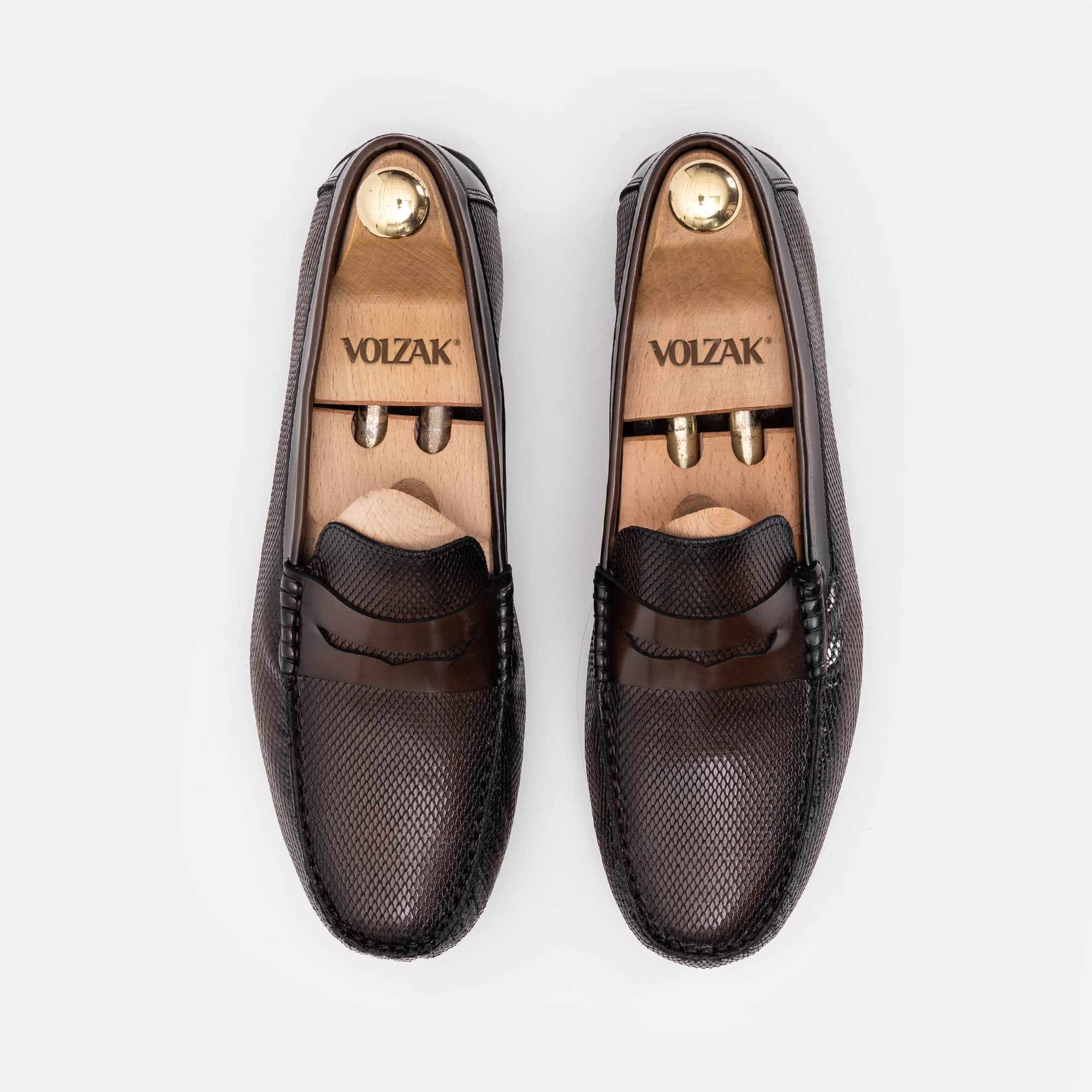 Volzak 5138 Vintage Brown Demaskable Leather Moccasin