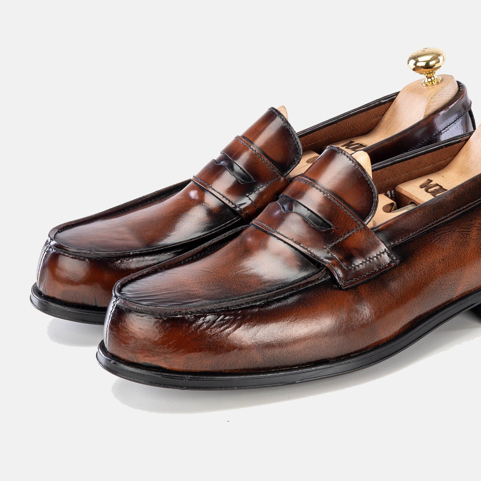 Volzak 5157 mocassin en cuir demasquable marron vintage