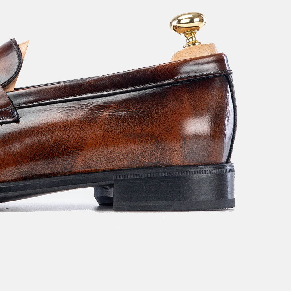 Volzak 5157 mocassin en cuir demasquable marron vintage