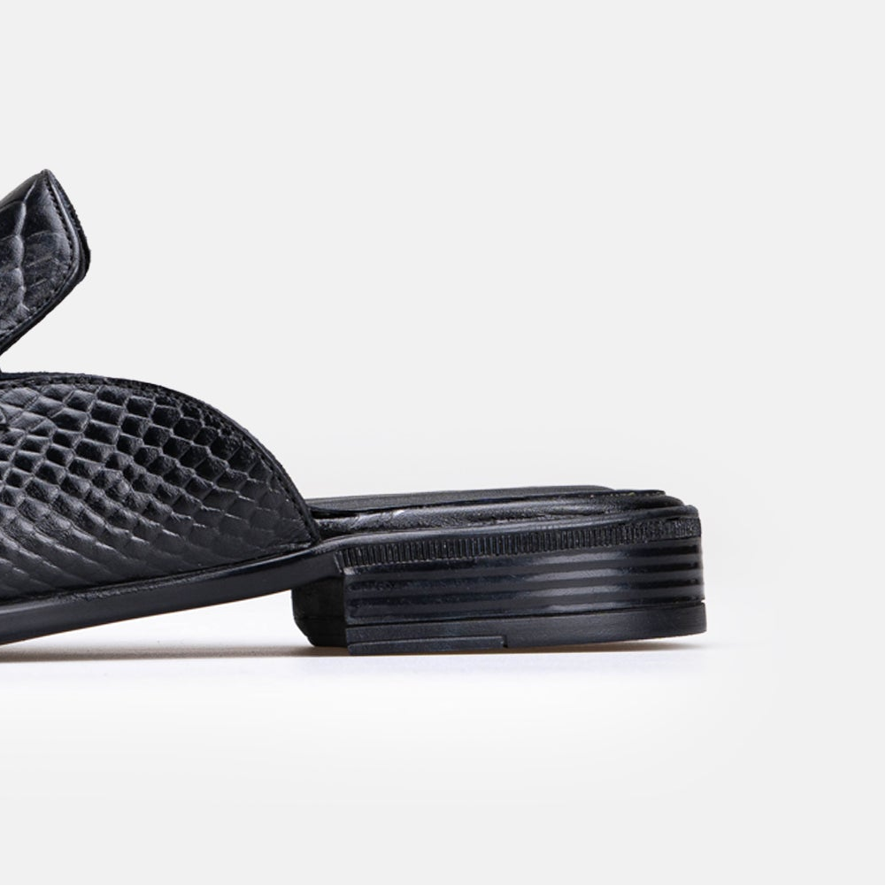 Volzak 5603 Mule en cuir Noir Croco