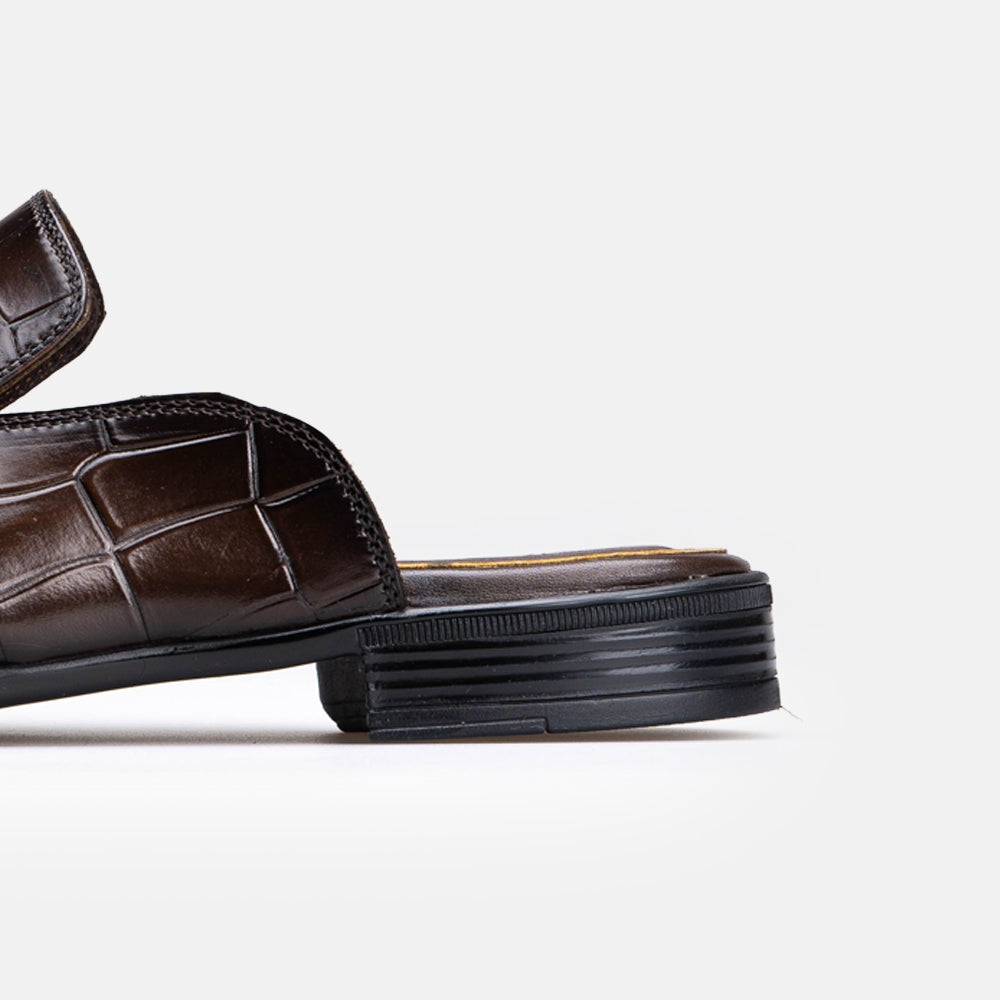 Volzak 5604 Mule en cuir Marron Croco