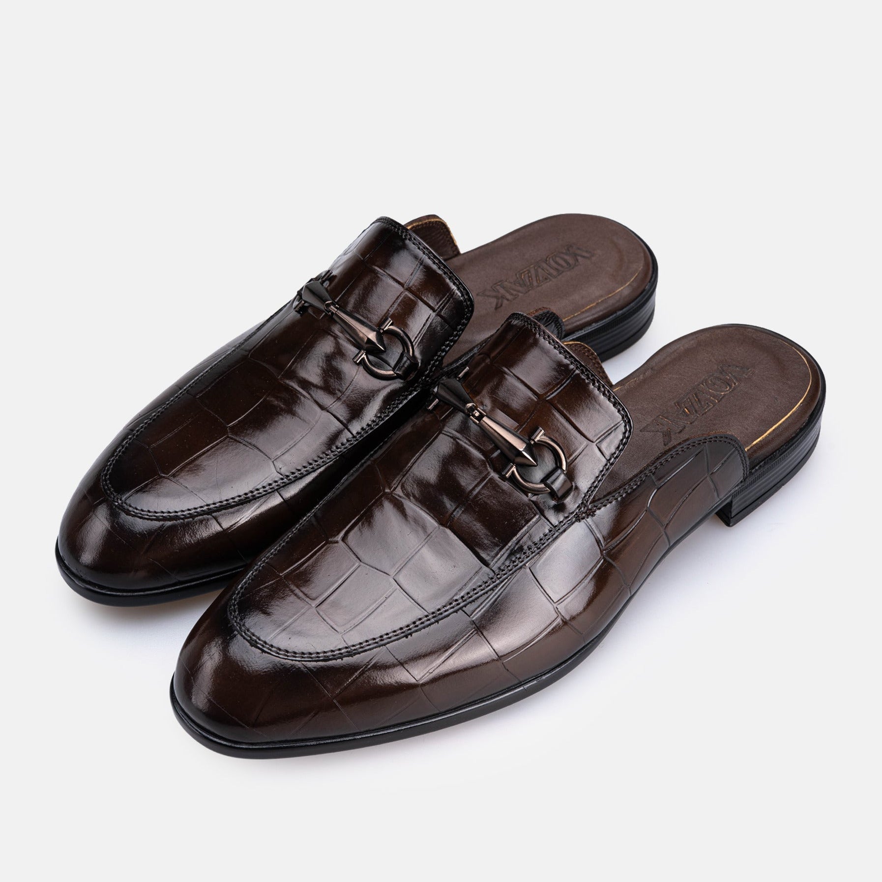 Volzak 5604 Mule en cuir Marron Croco