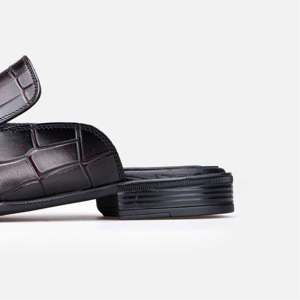 Volzak 5604 Mule en cuir Bordeaux Croco