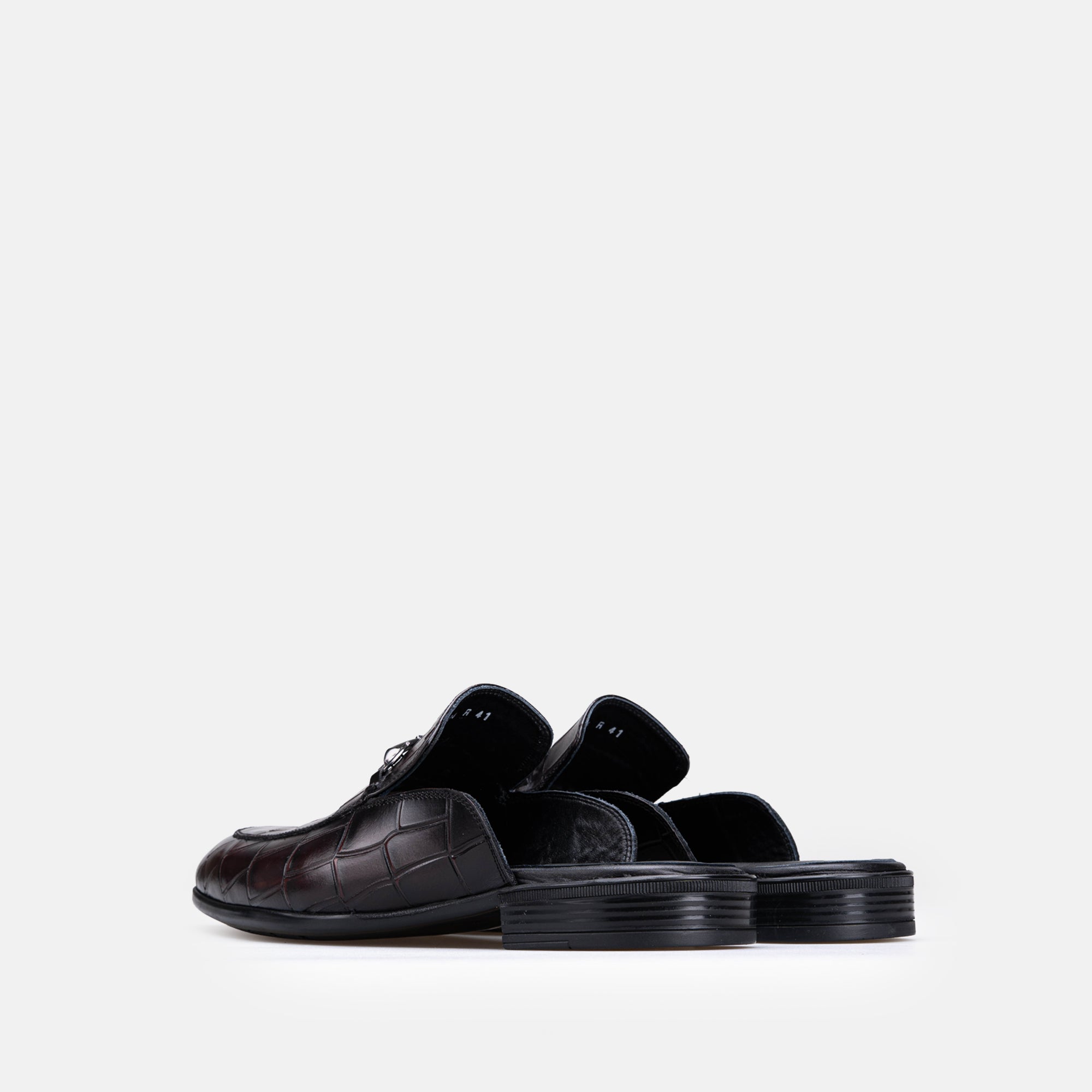 Volzak 5604 Mule en cuir Bordeaux Croco