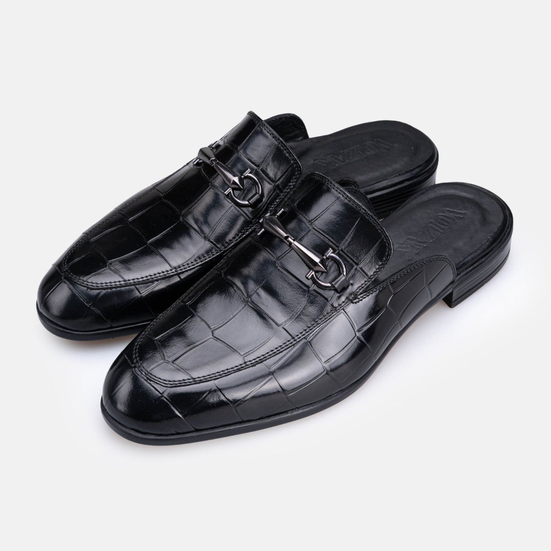 Volzak 5604 Mule en cuir Noir Croco