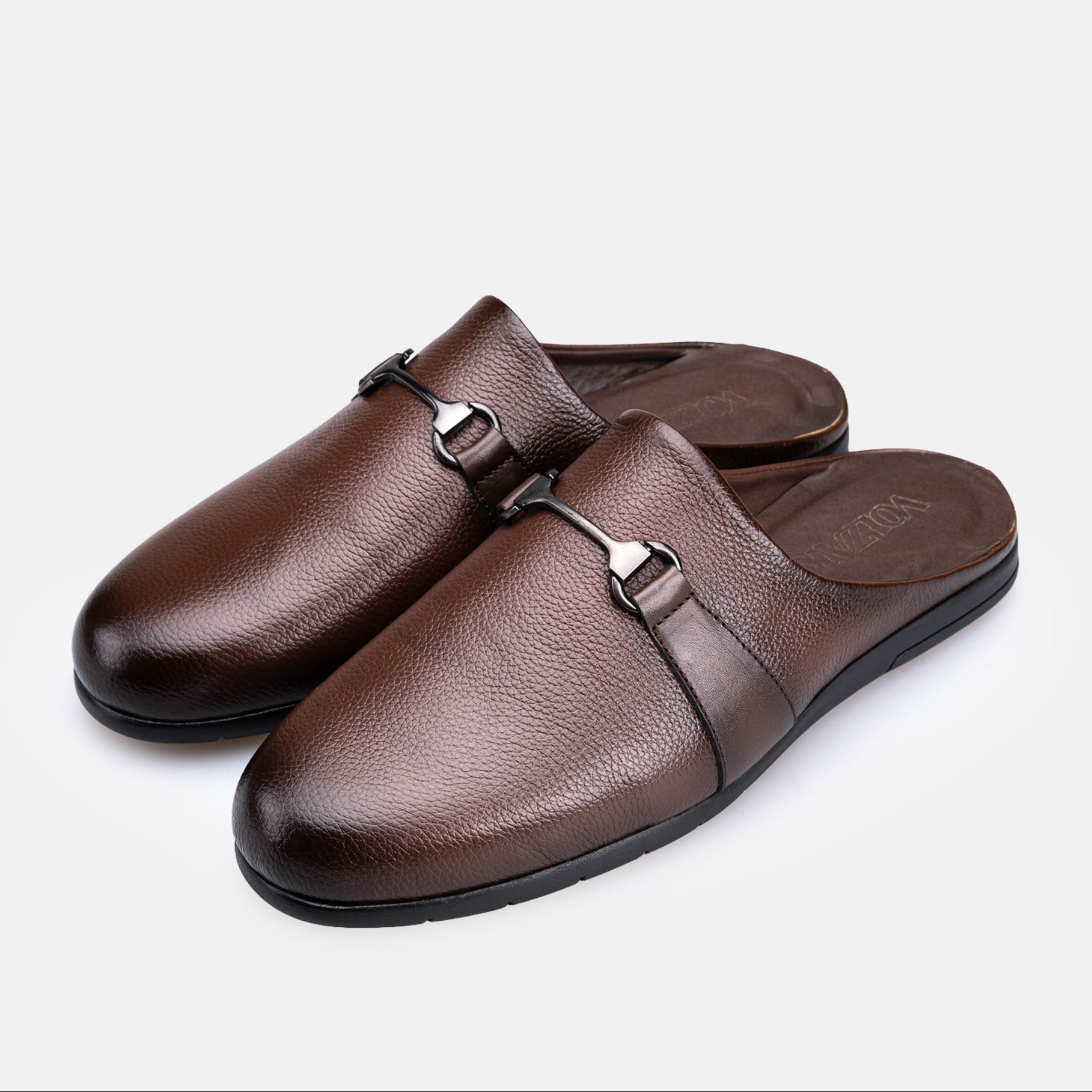 Volzak 5600 Mule en cuir Marron Grainé