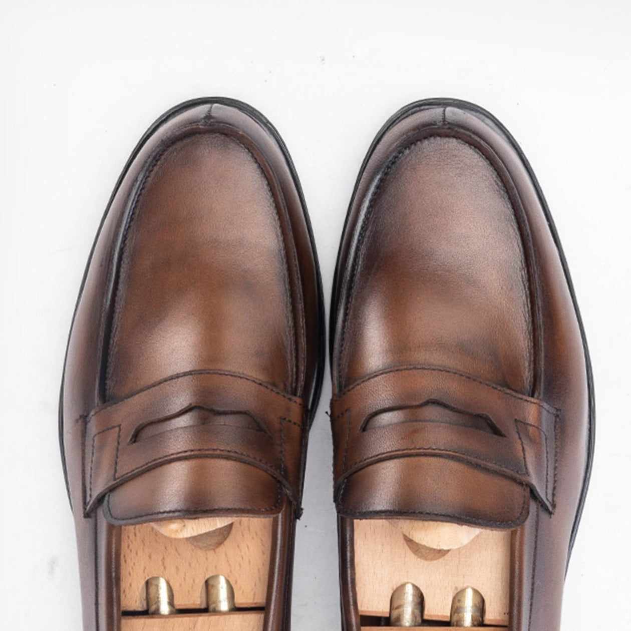 Volzak 5157 Mocassin penny en cuir Marron vintage