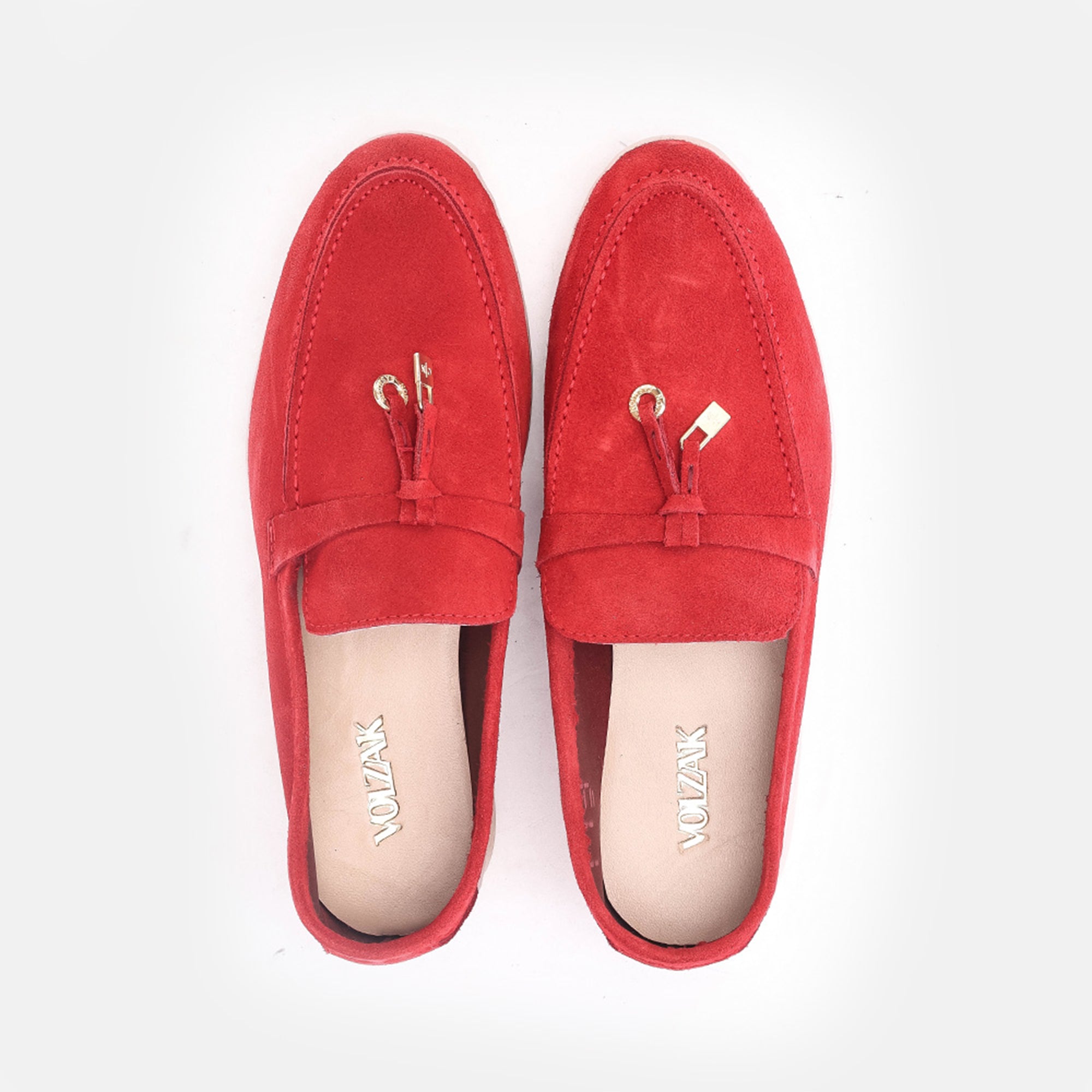 Volzak 32 mocassin en daim Rouge