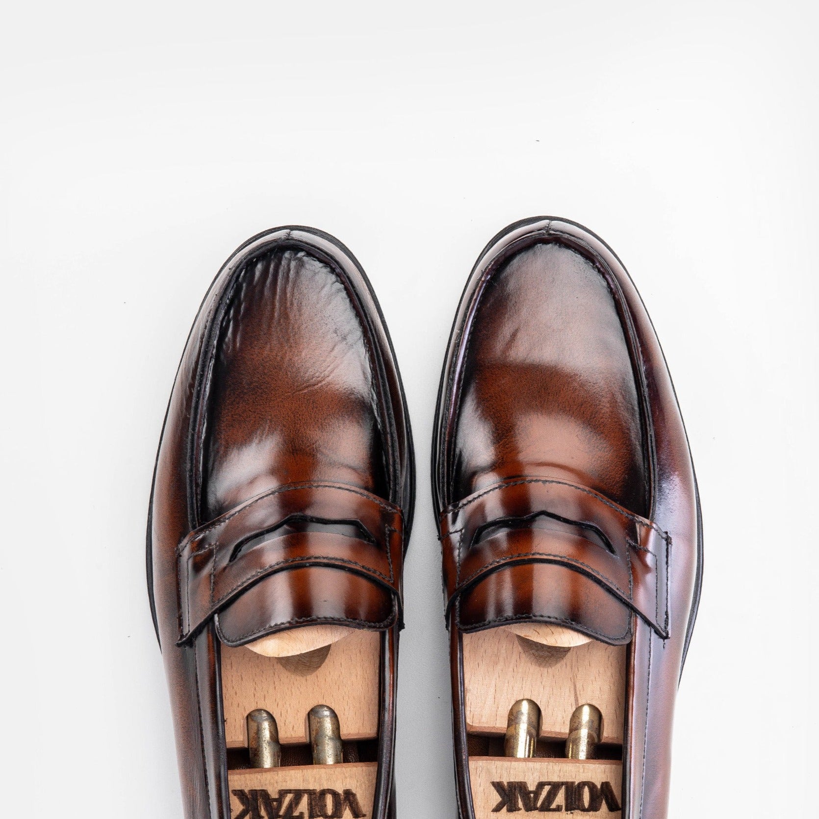 Volzak 5157 mocassin en cuir demasquable marron vintage