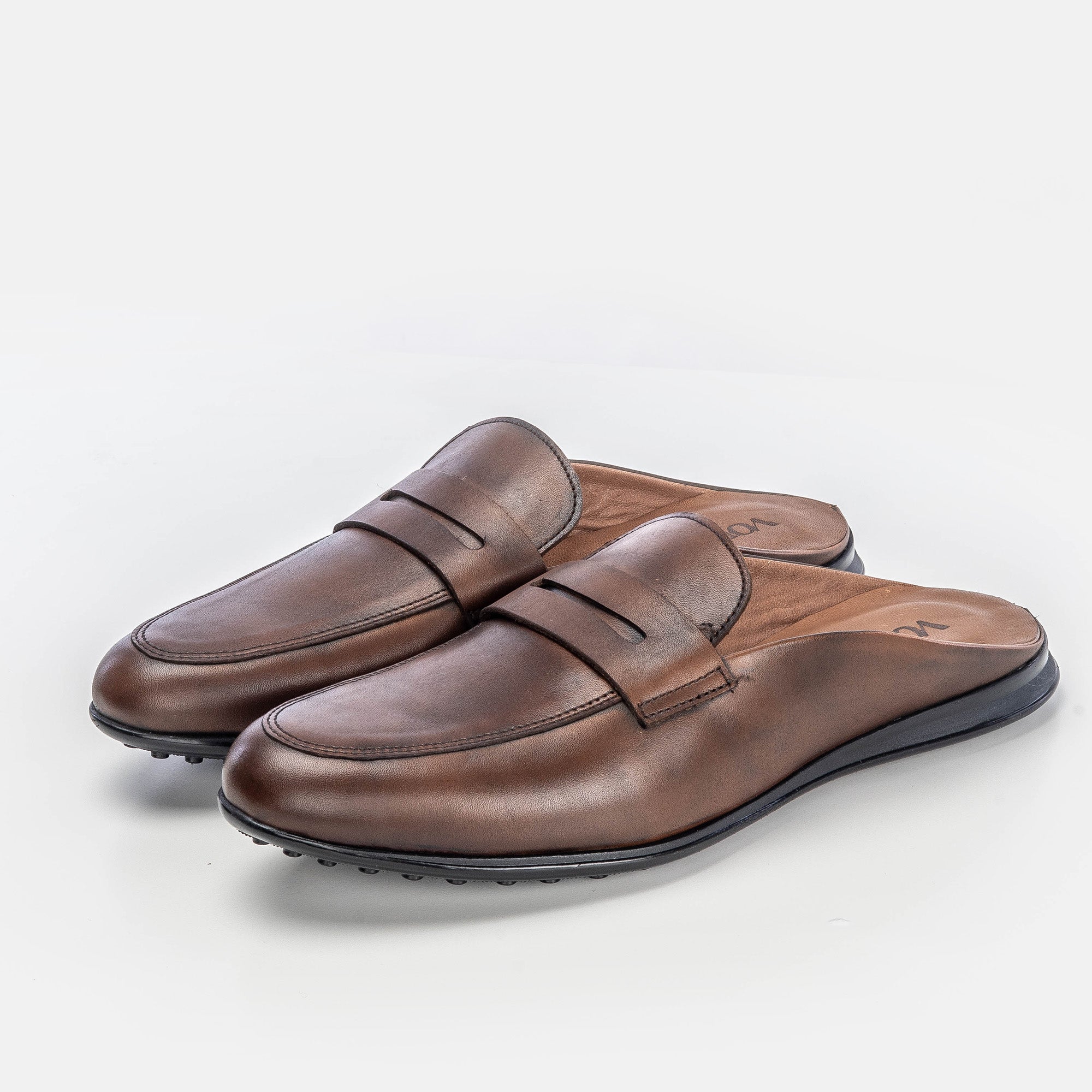 Volzak 5172 Mule en cuir marron vintage