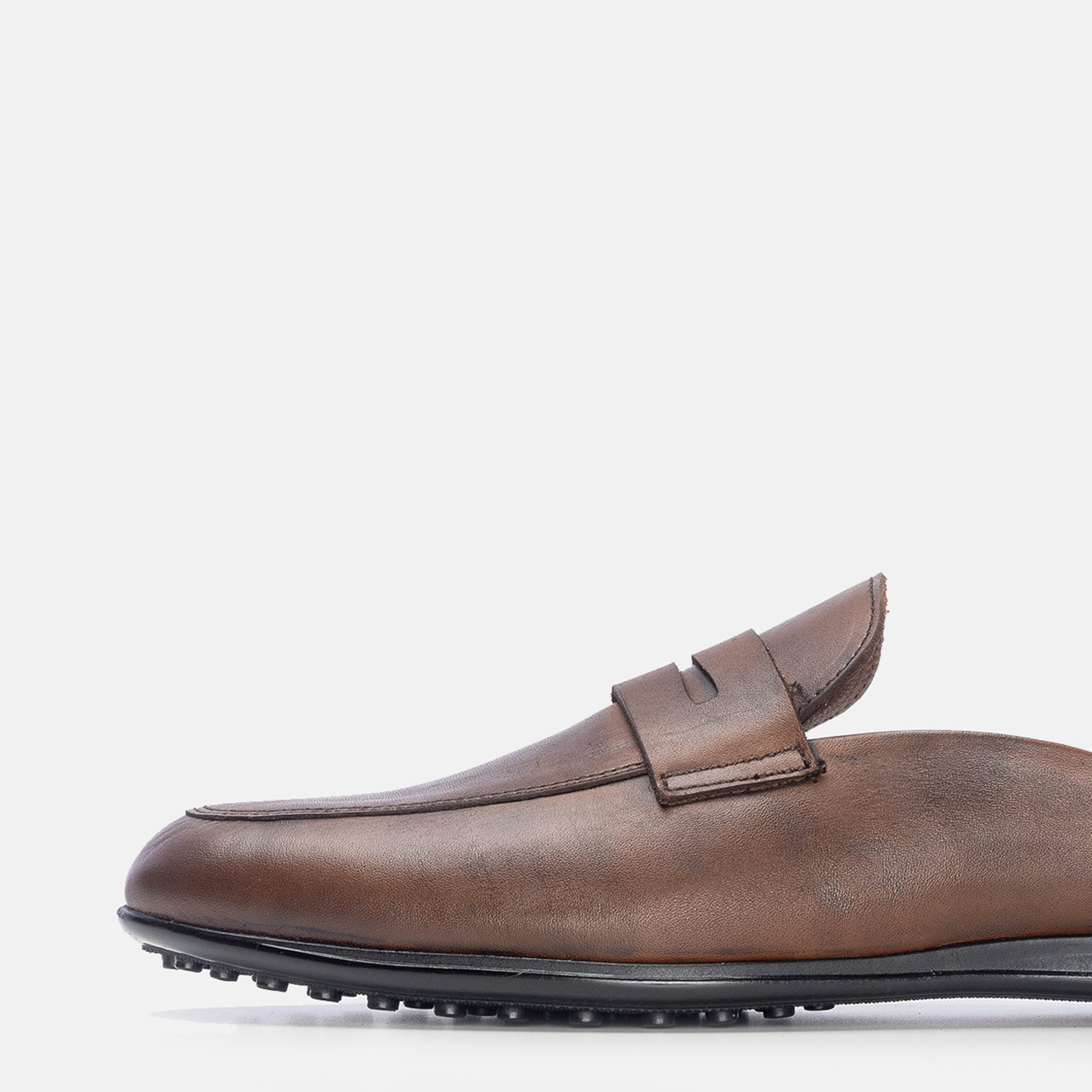 Volzak 5172 Mule en cuir marron vintage