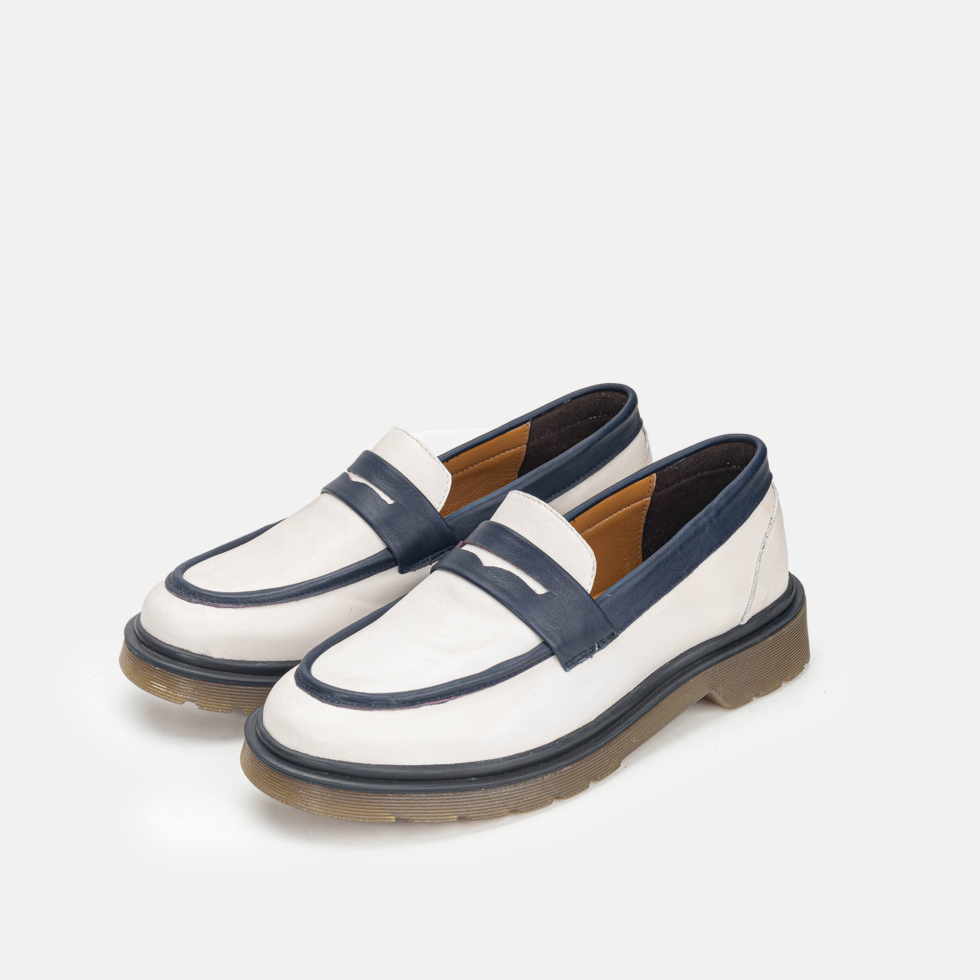 Volzak 422 Chaussure en cuir Beige Bleu