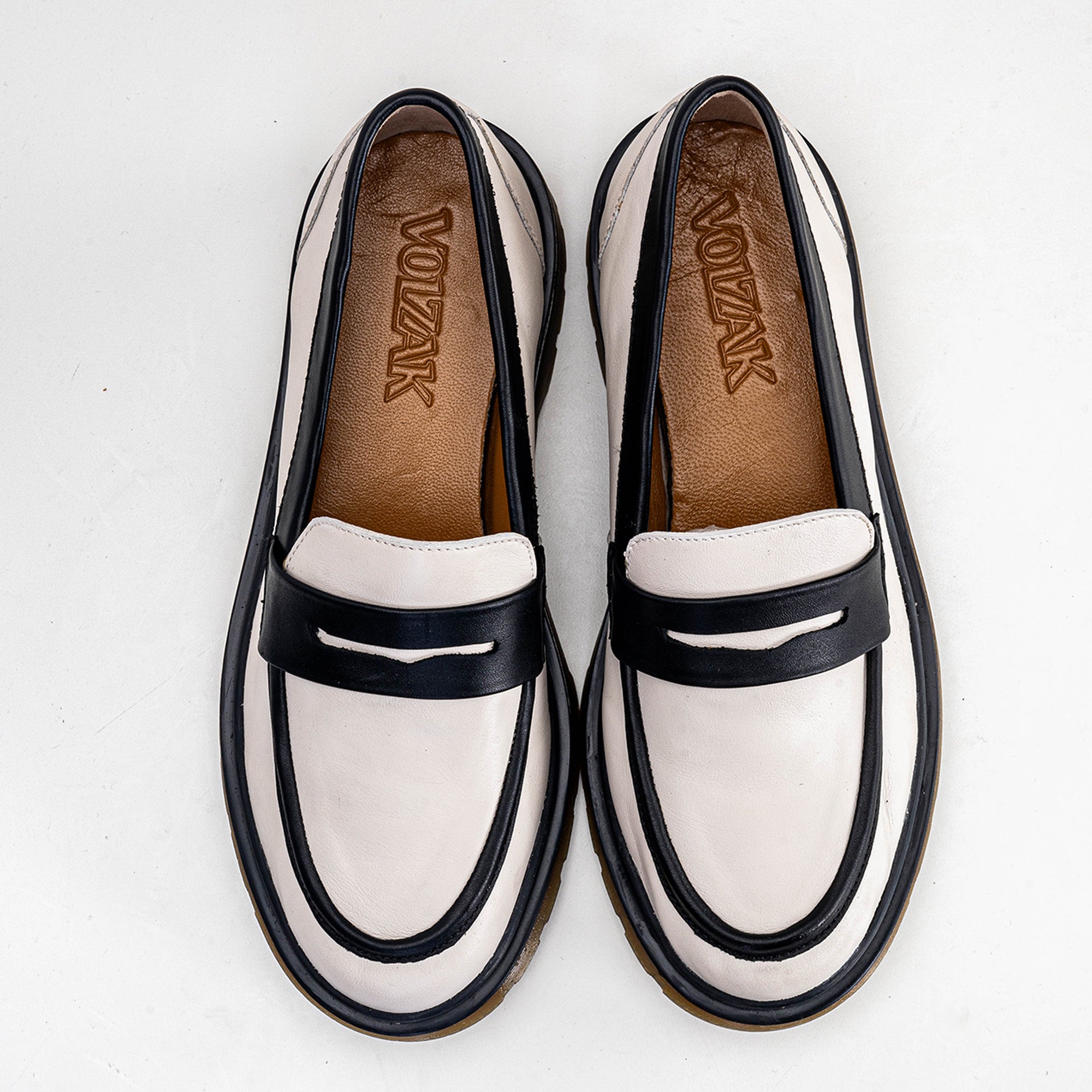 Volzak 422 Chaussure en cuir Blanc Noir