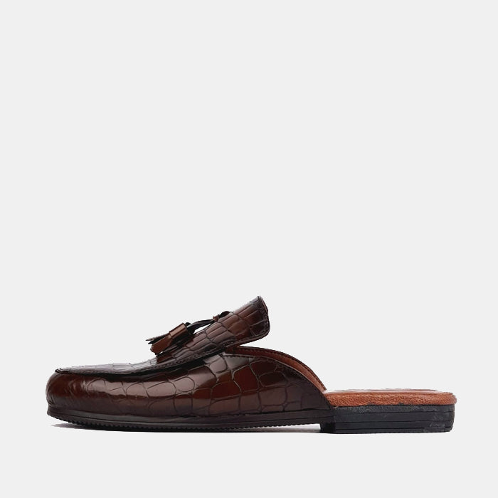 Volzak 5035 Mule en cuir Marron Vintage