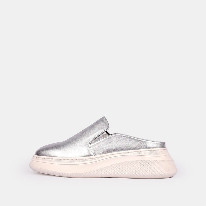 ''02 Mule en cuir Argenté