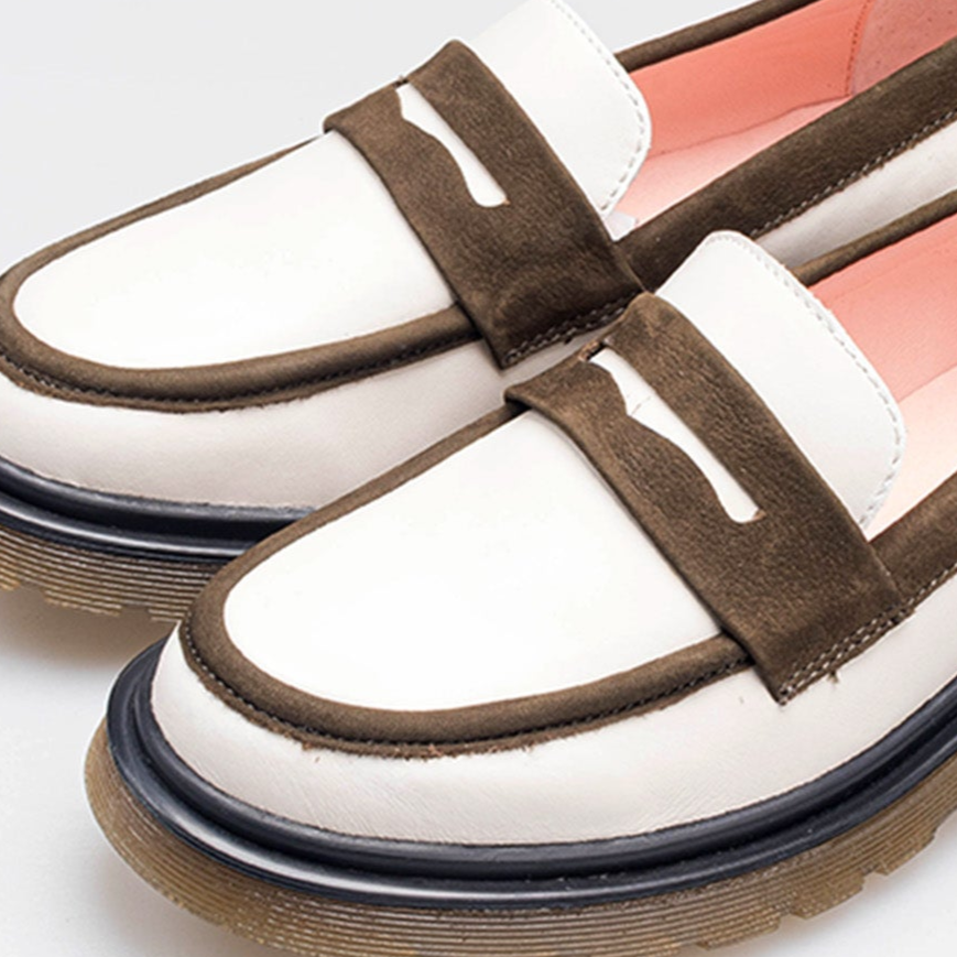 Volzak 422 Chaussure en cuir Beige Vert