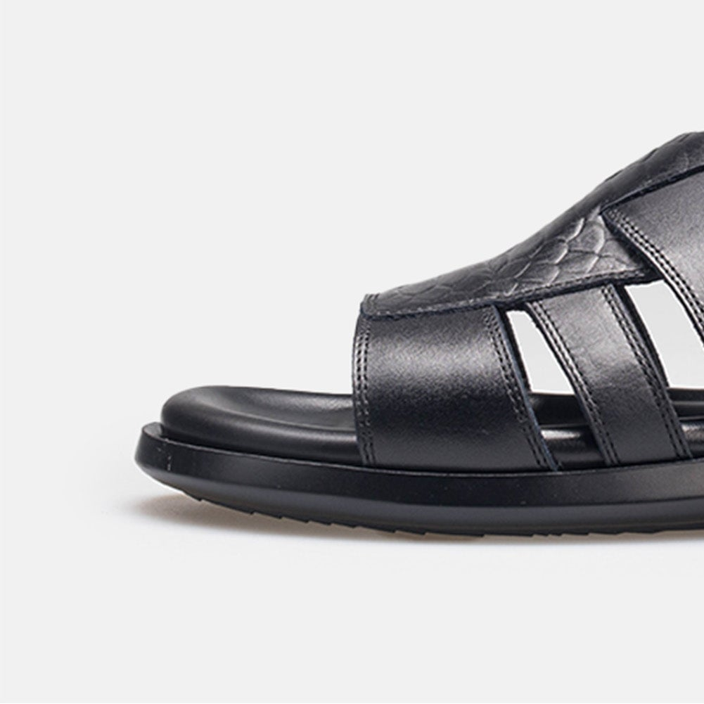 Volzak 5406 Black Leather Sandal