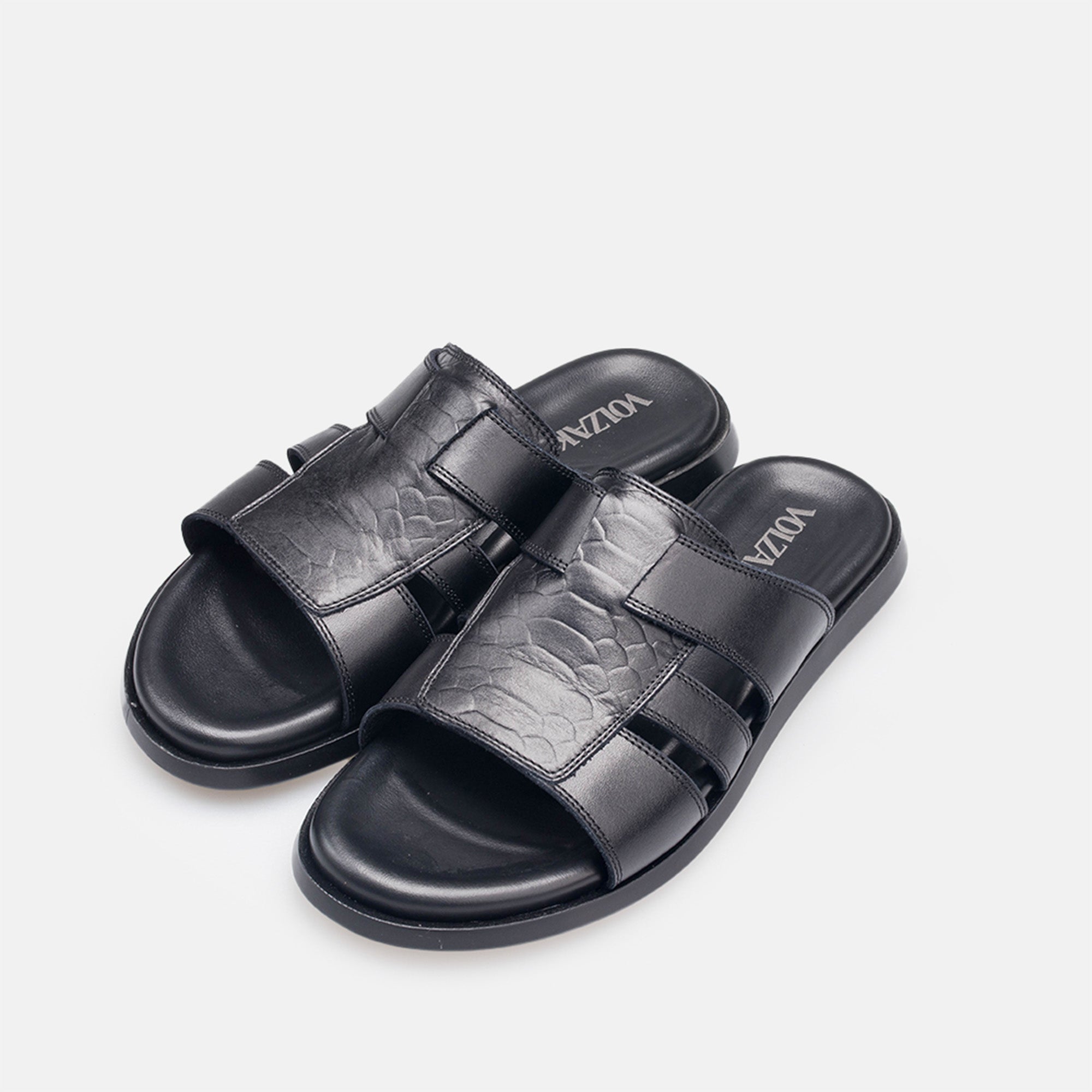 Volzak 5406 Black Leather Sandal