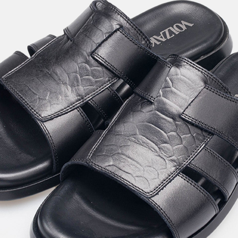 Volzak 5406 Black Leather Sandal