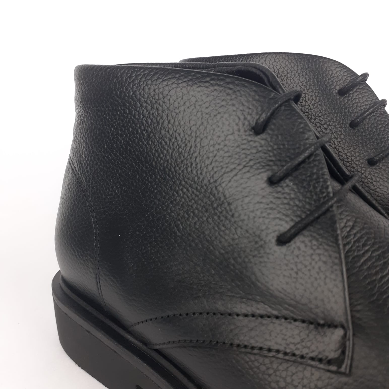 715 Bottine en cuir grainé Noir