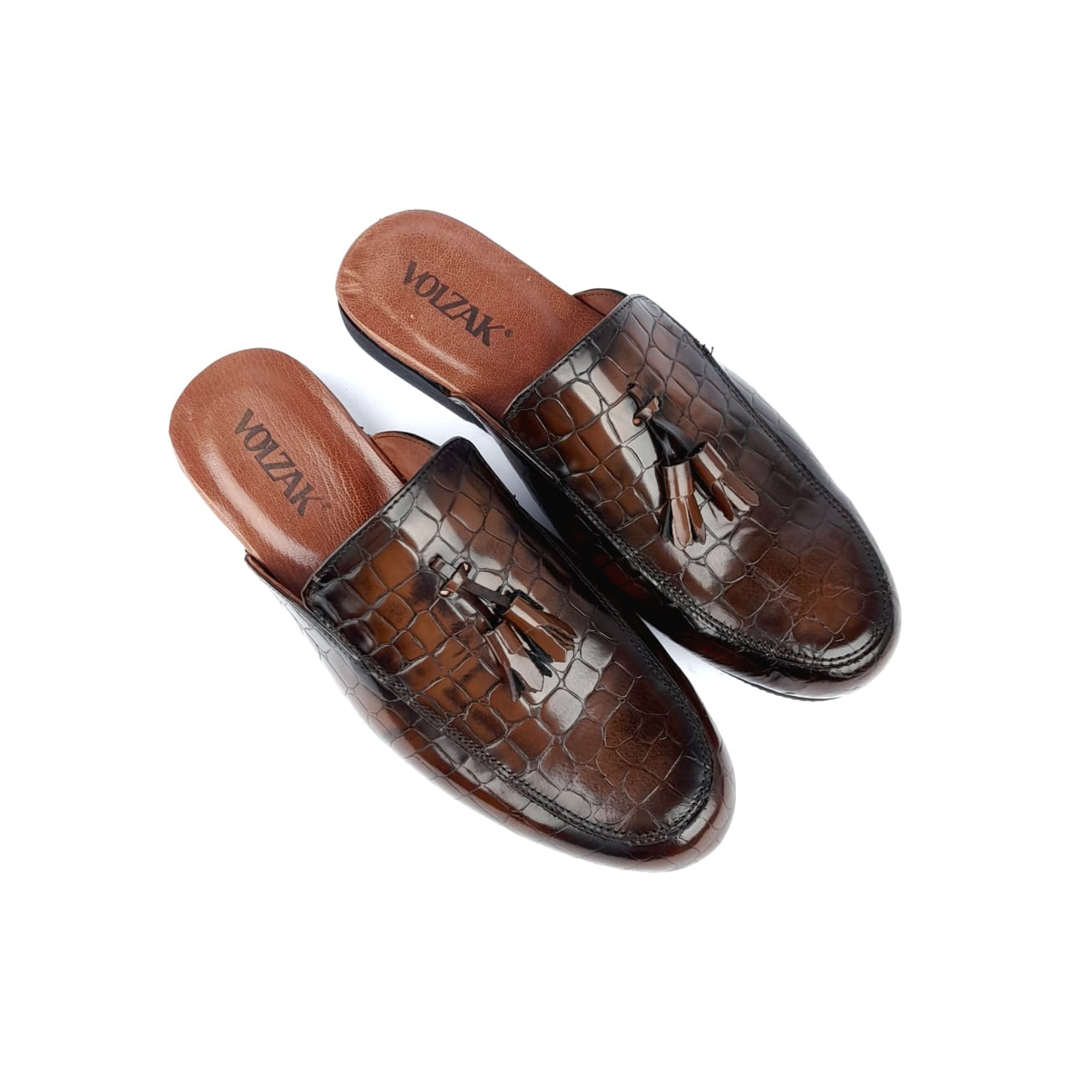 Volzak 5035 Mule en cuir Marron Vintage
