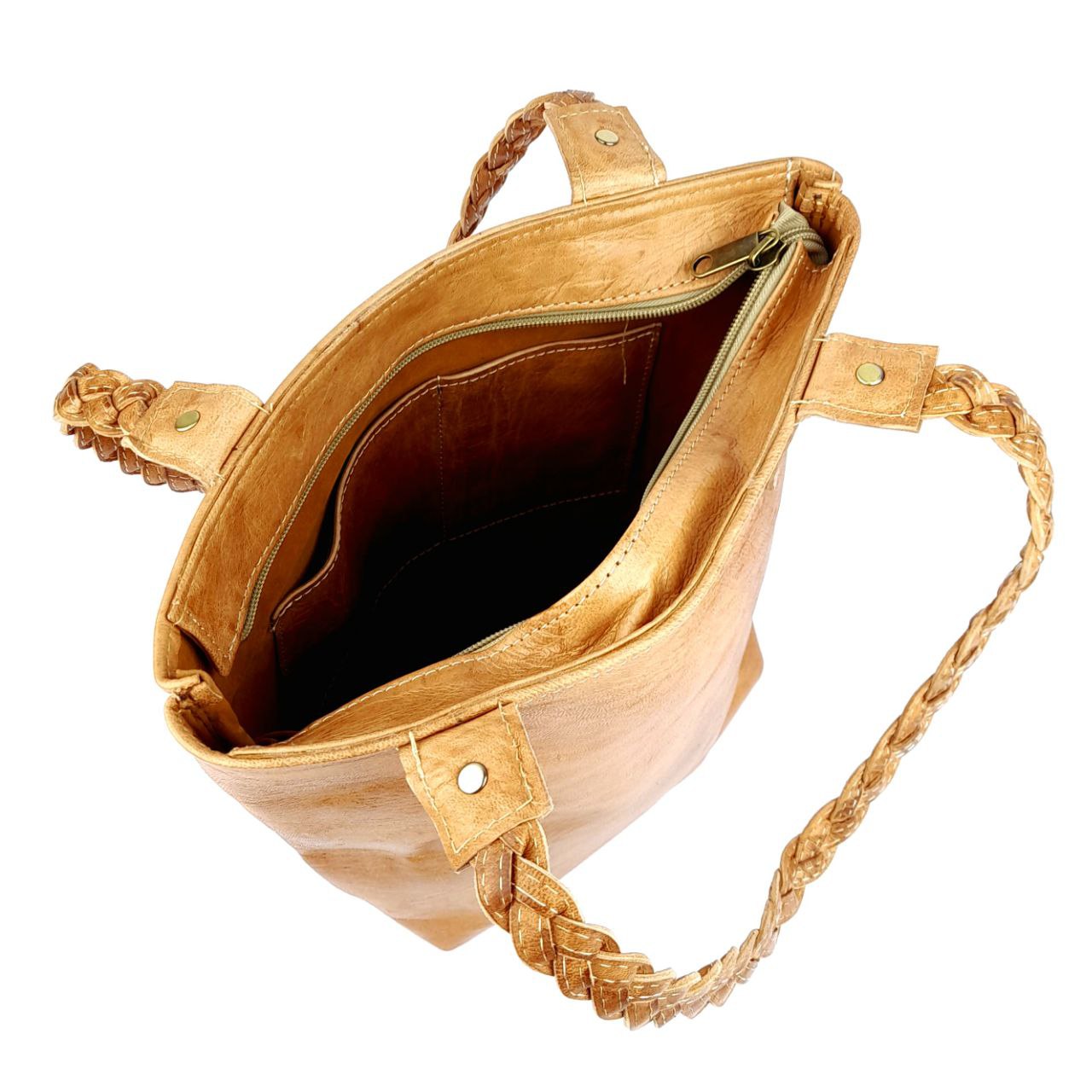 A76 Sac Femme En Cuir traditionnel Sable