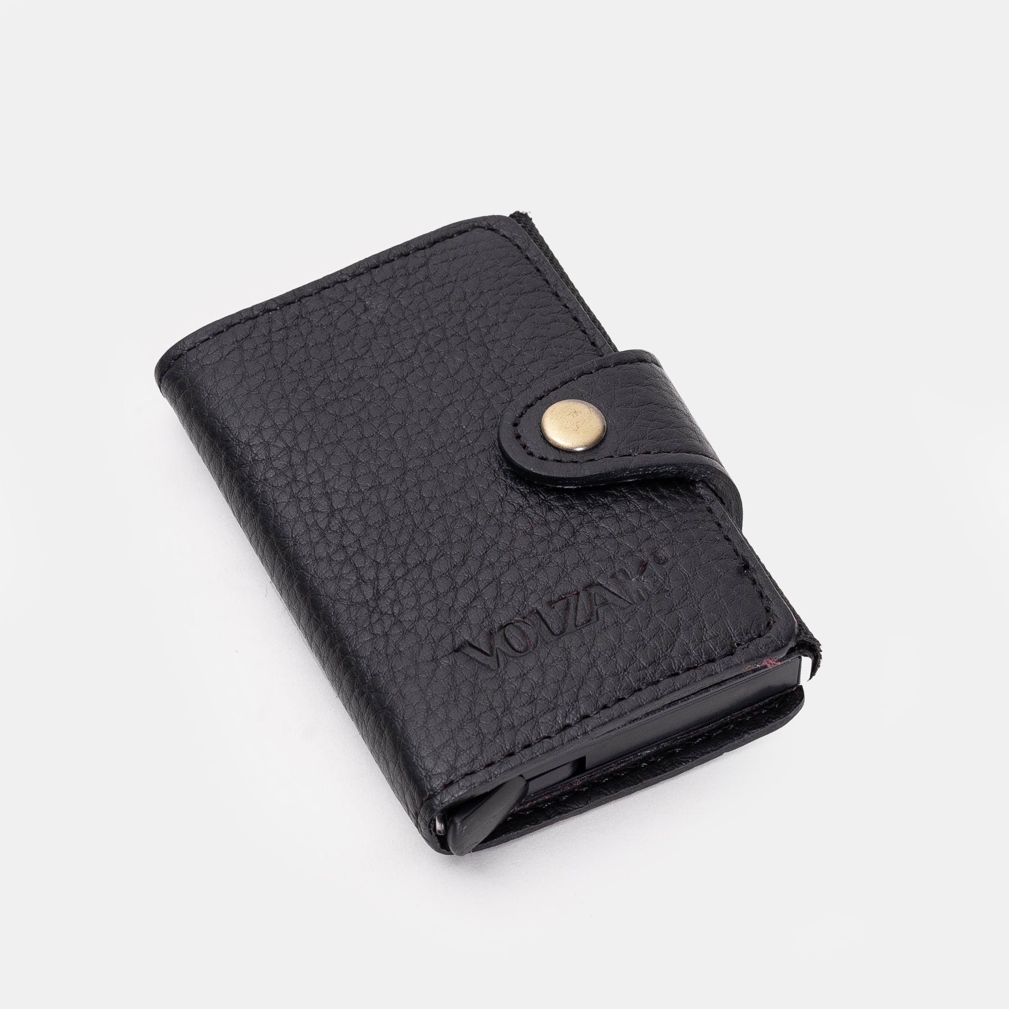 Volzak 080 Portefeuille En Cuir Noir Grainé