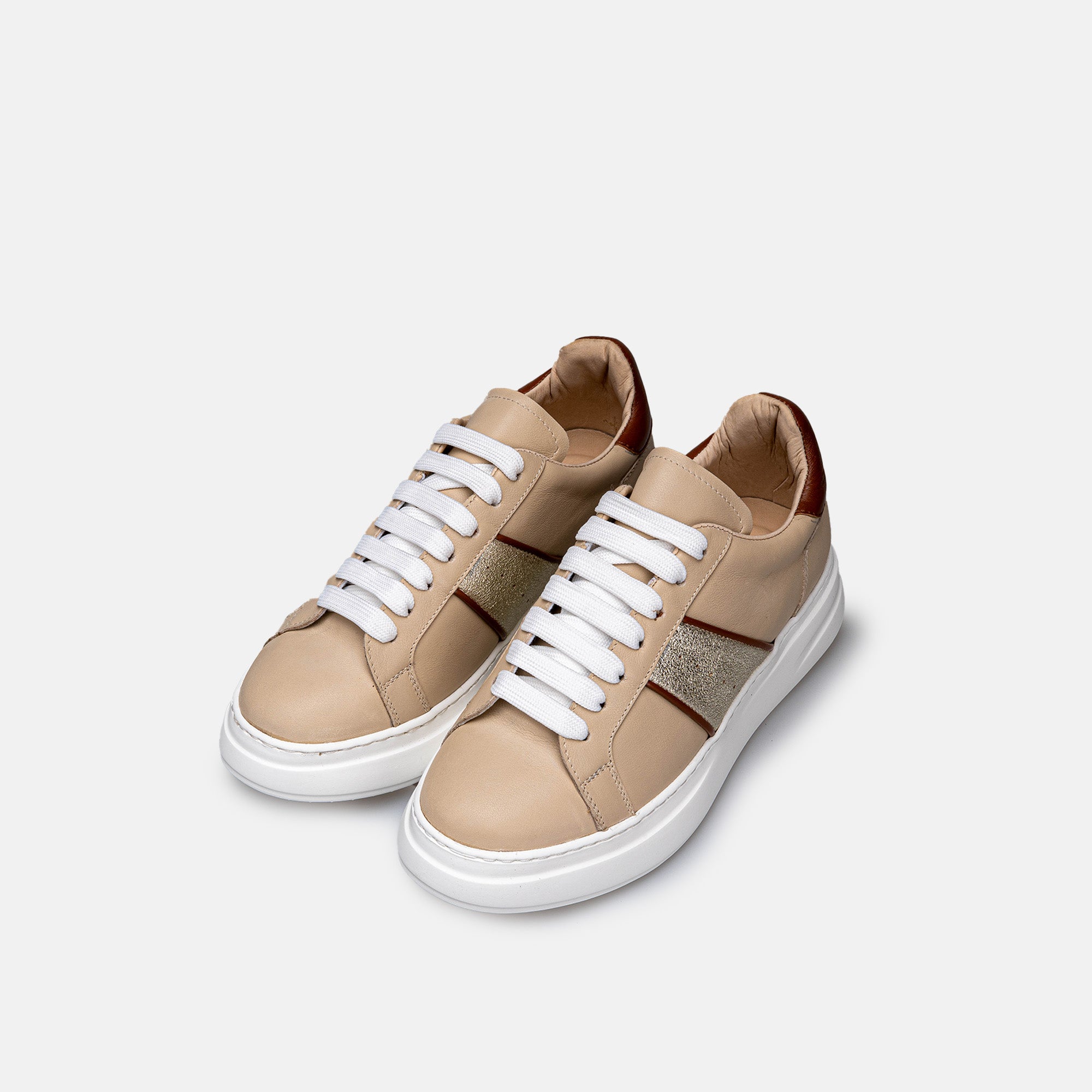 Volzak 1016 Basket en cuir Beige Camel