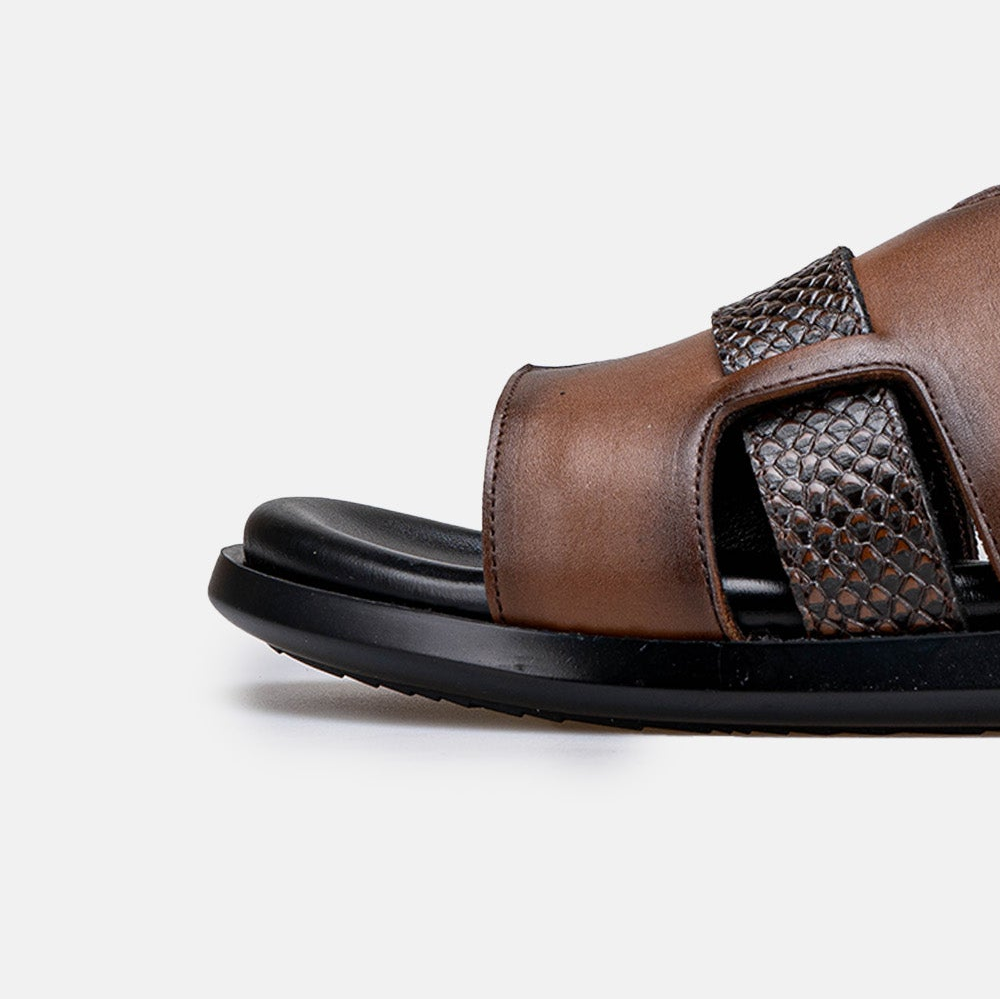 Volzak 5427 Sandale en cuir Marron vintage