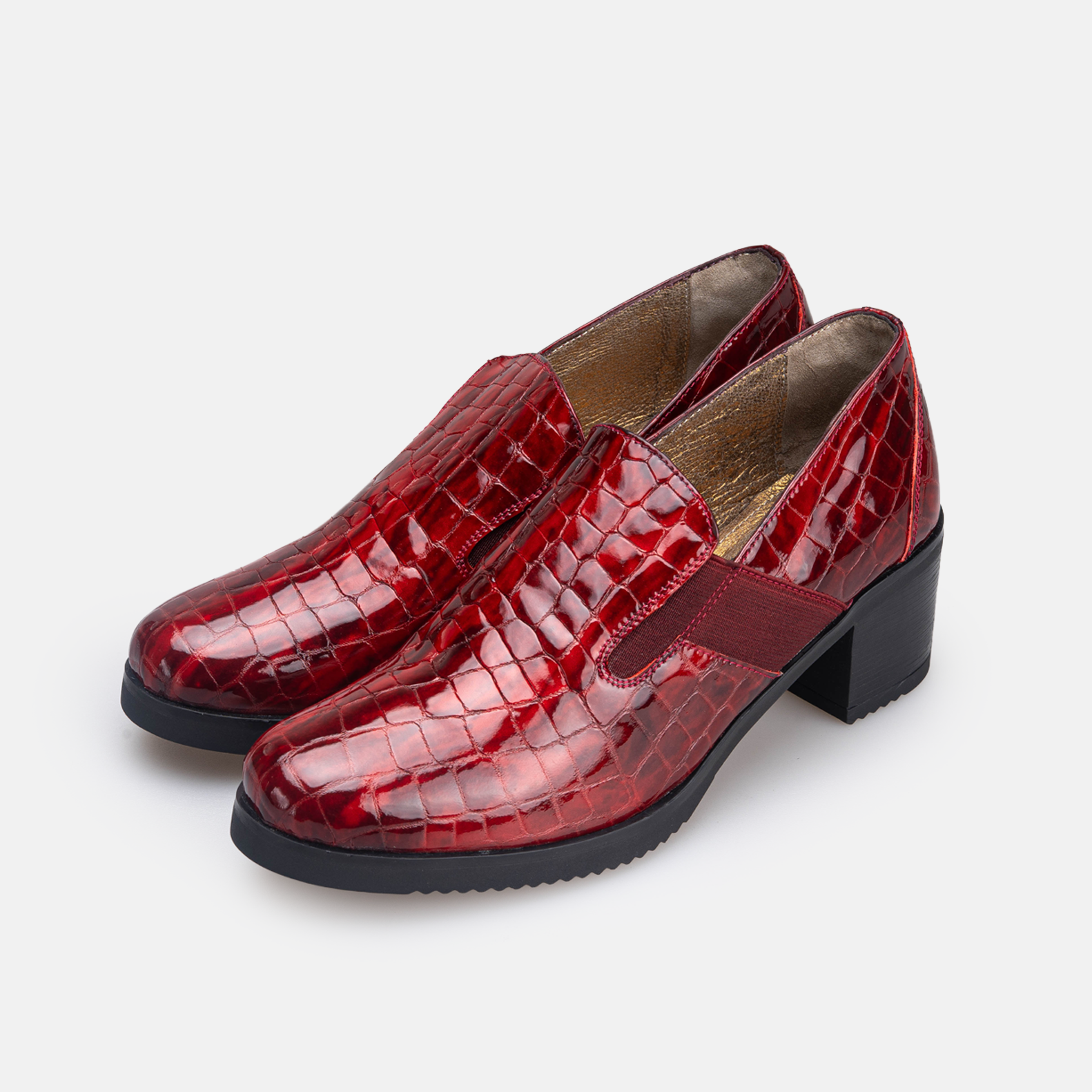 Volzak 535 chaussure en cuir Bordeaux Serpent Vernis