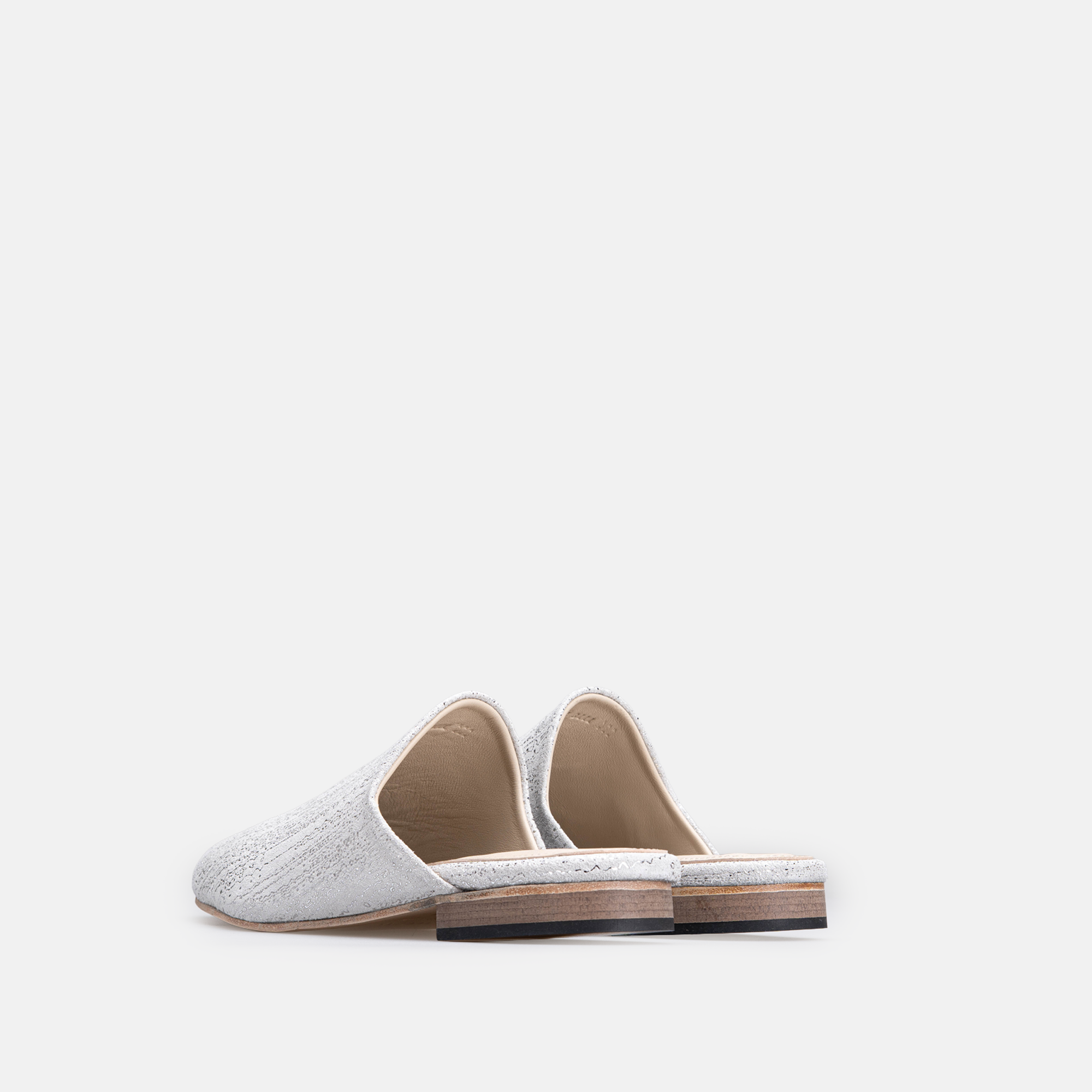 Édition limitée Volzak 3111 Mule en cuir Blanc Argenté