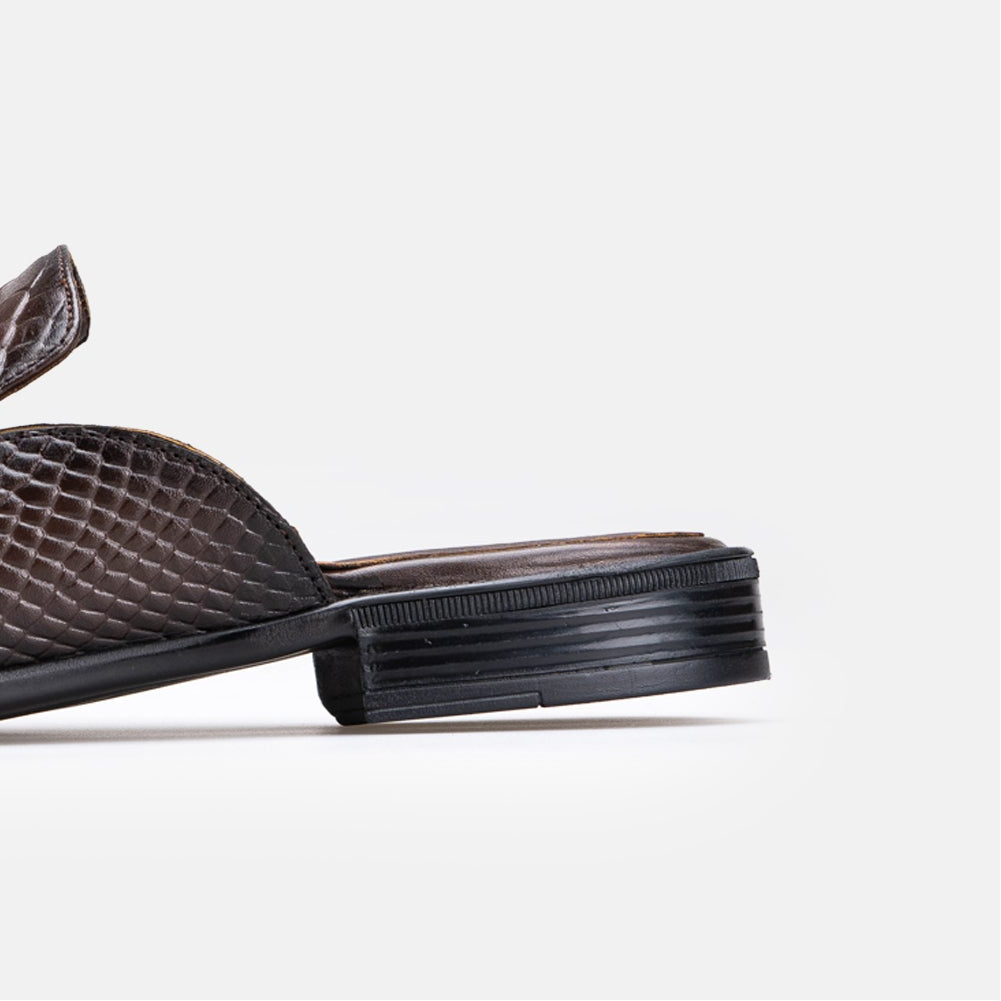 Volzak 5603 Mule en cuir Marron Croco