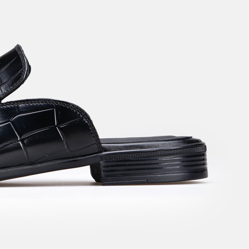 Volzak 5604 Mule en cuir Noir Croco