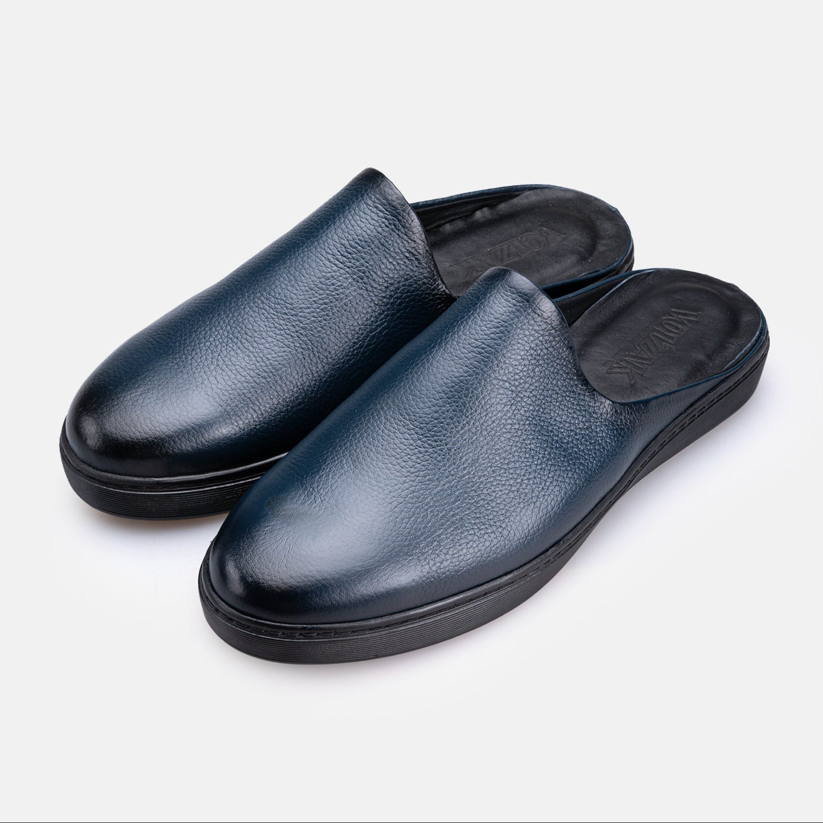 Volzak 5602 Mule en cuir Bleu Grainé