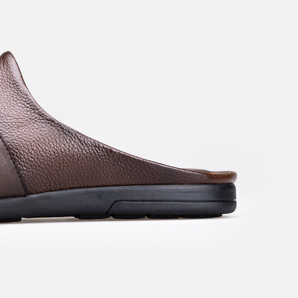 Volzak 5600 Mule en cuir Marron Grainé