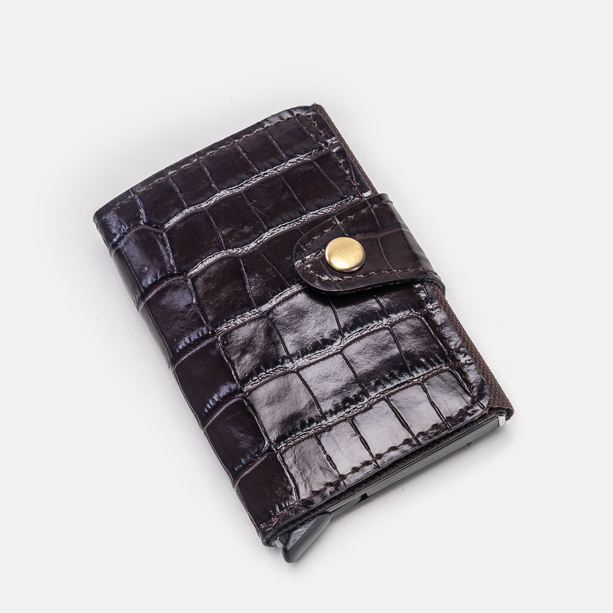 Volzak 080 Portefeuille En Cuir Marron Croco