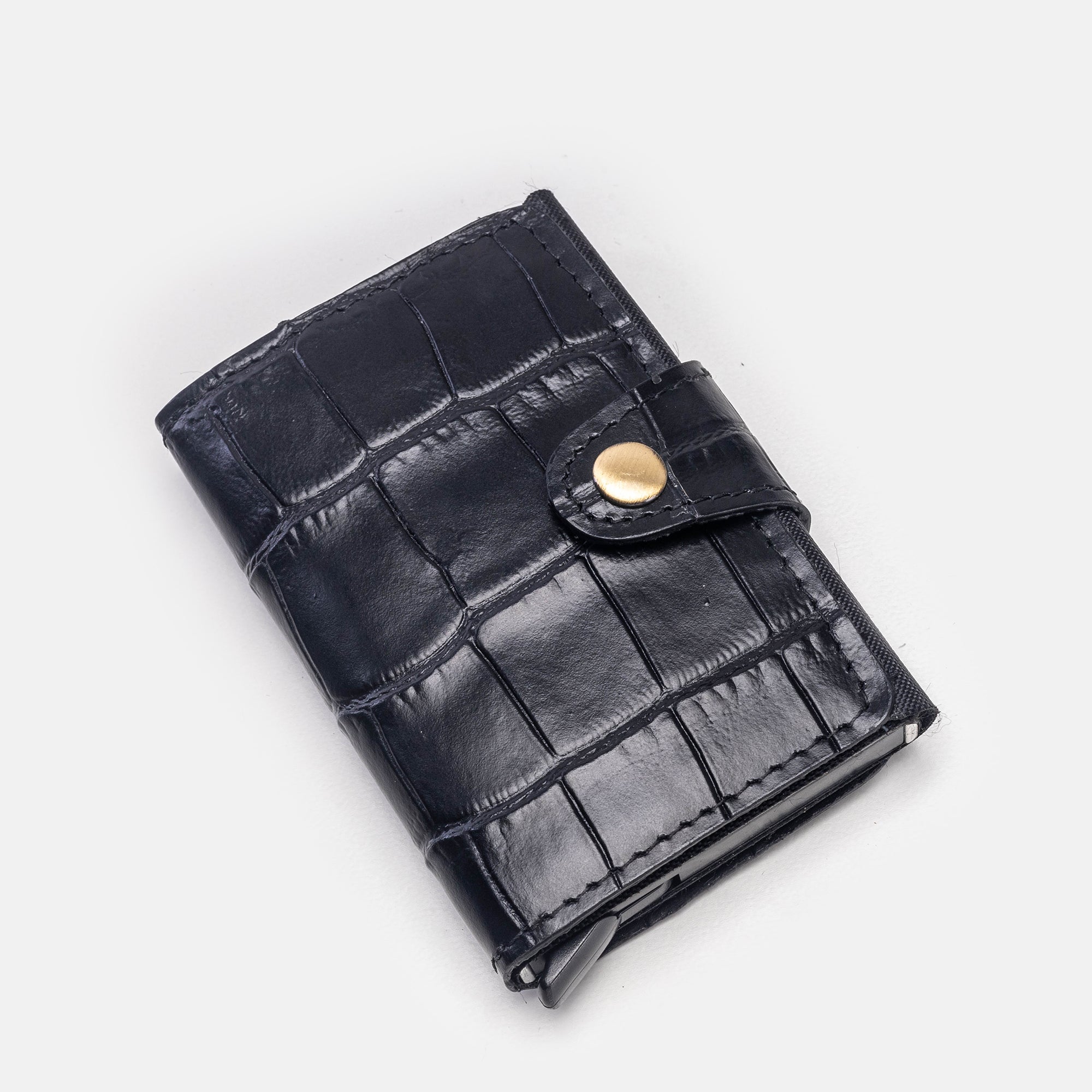 Volzak 080 Portefeuille En Cuir Noir Croco