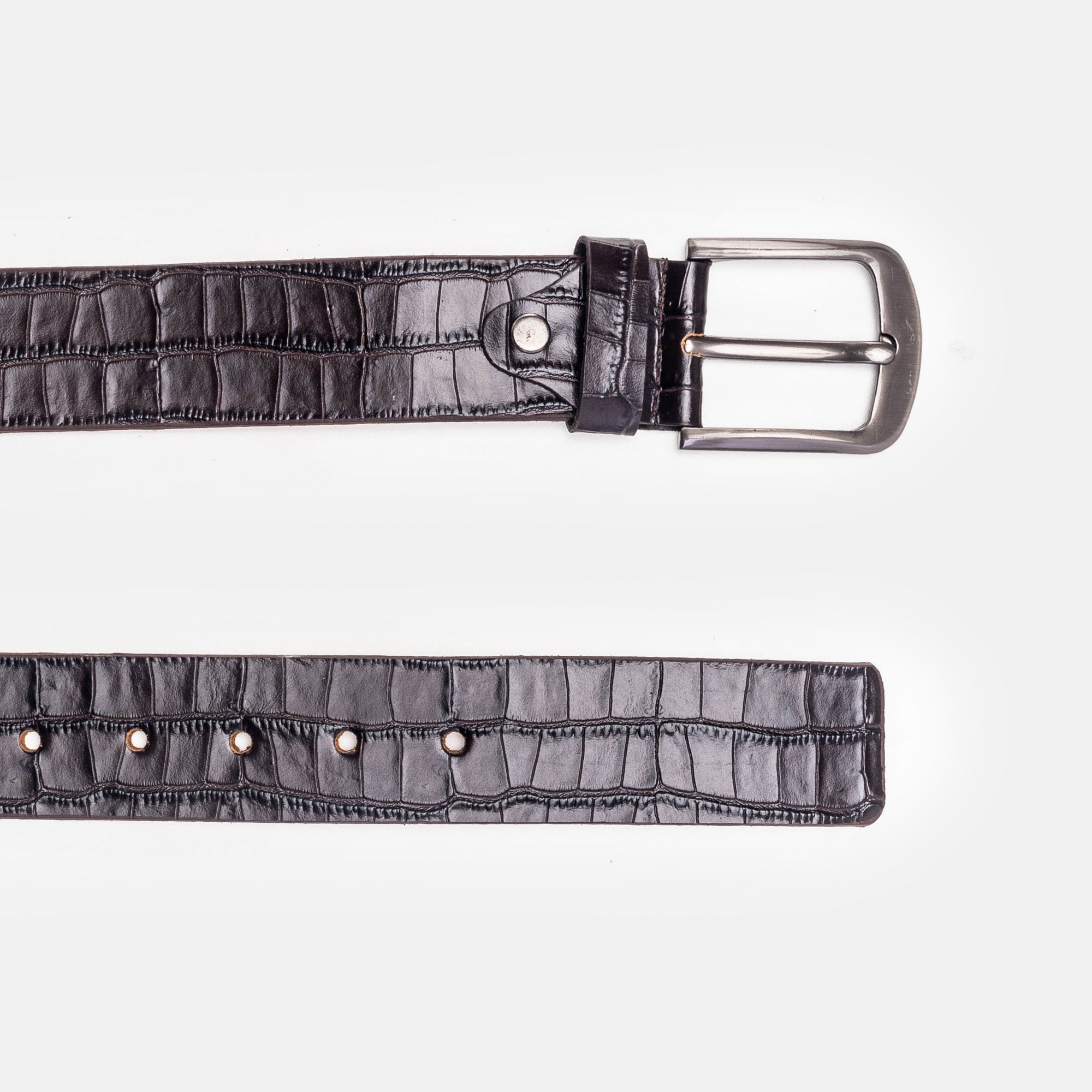 Volzak 004 Ceinture sport en cuir Marron Croco