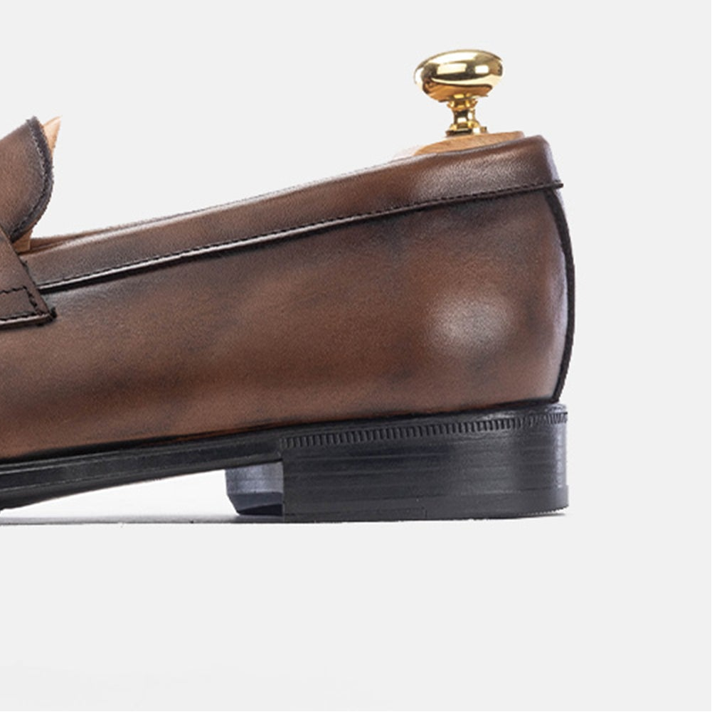 Volzak 5157 Mocassin penny en cuir Marron vintage