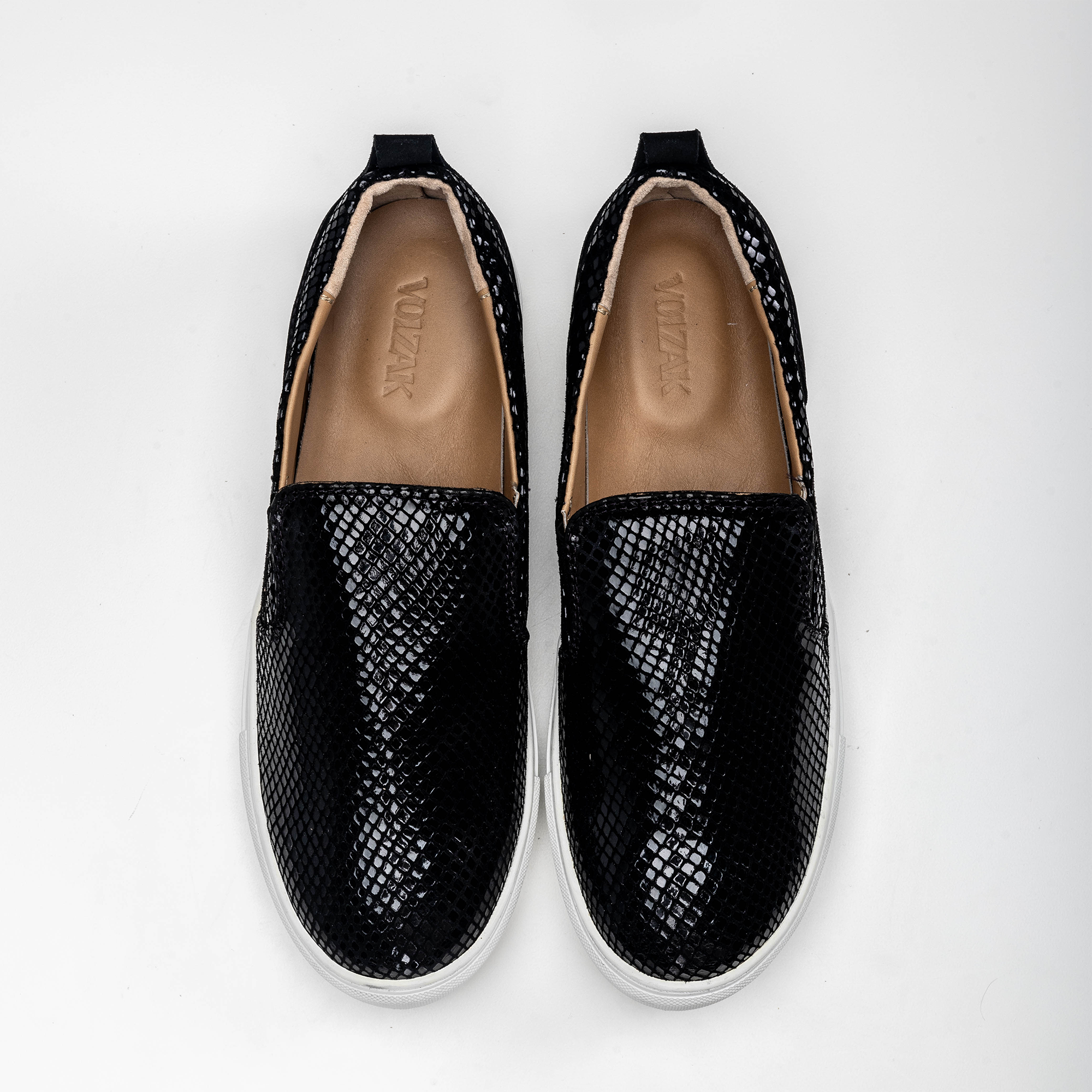 Volzak 072 Basket en cuir Noir Serpent