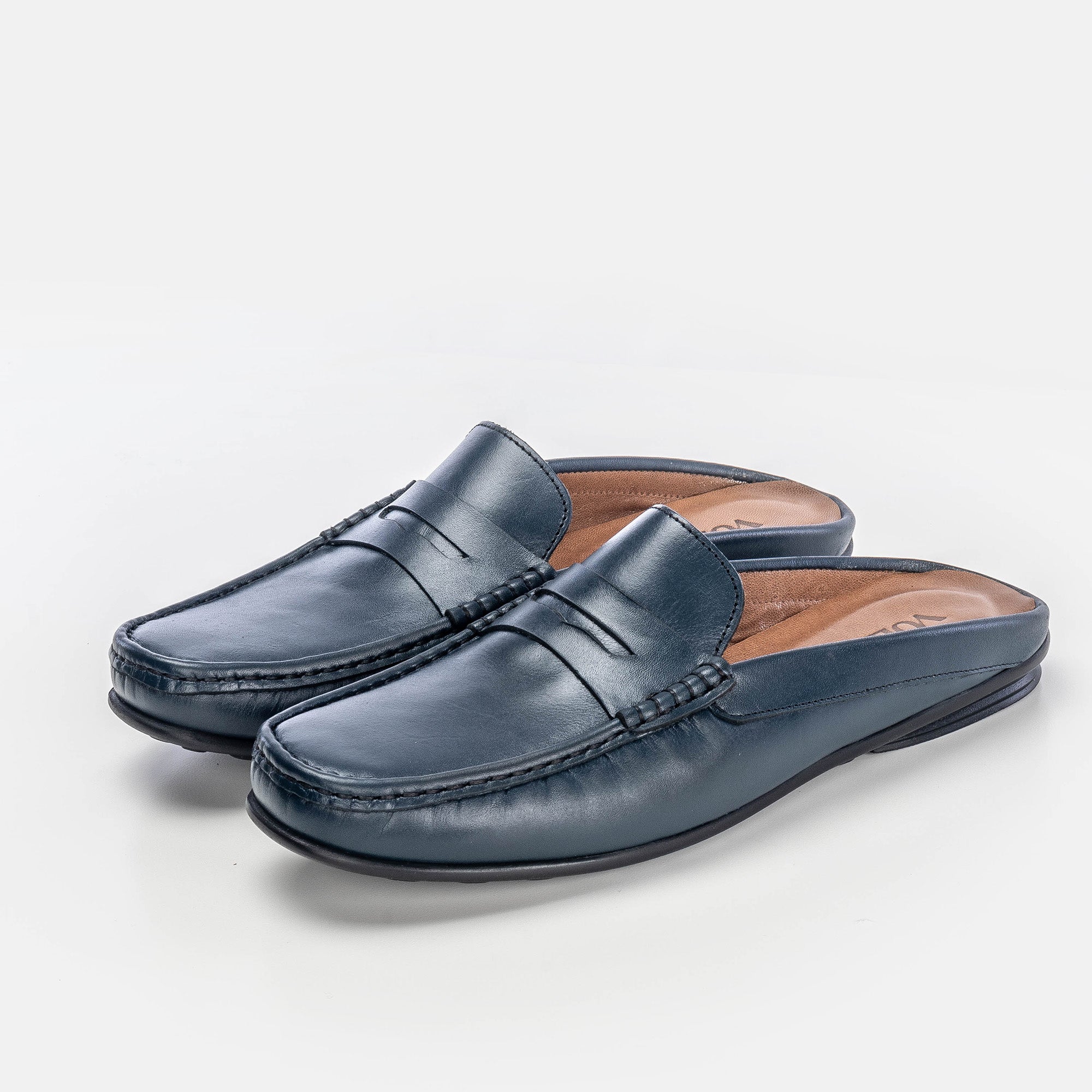 Volzak 5175 Mule en cuir bleu