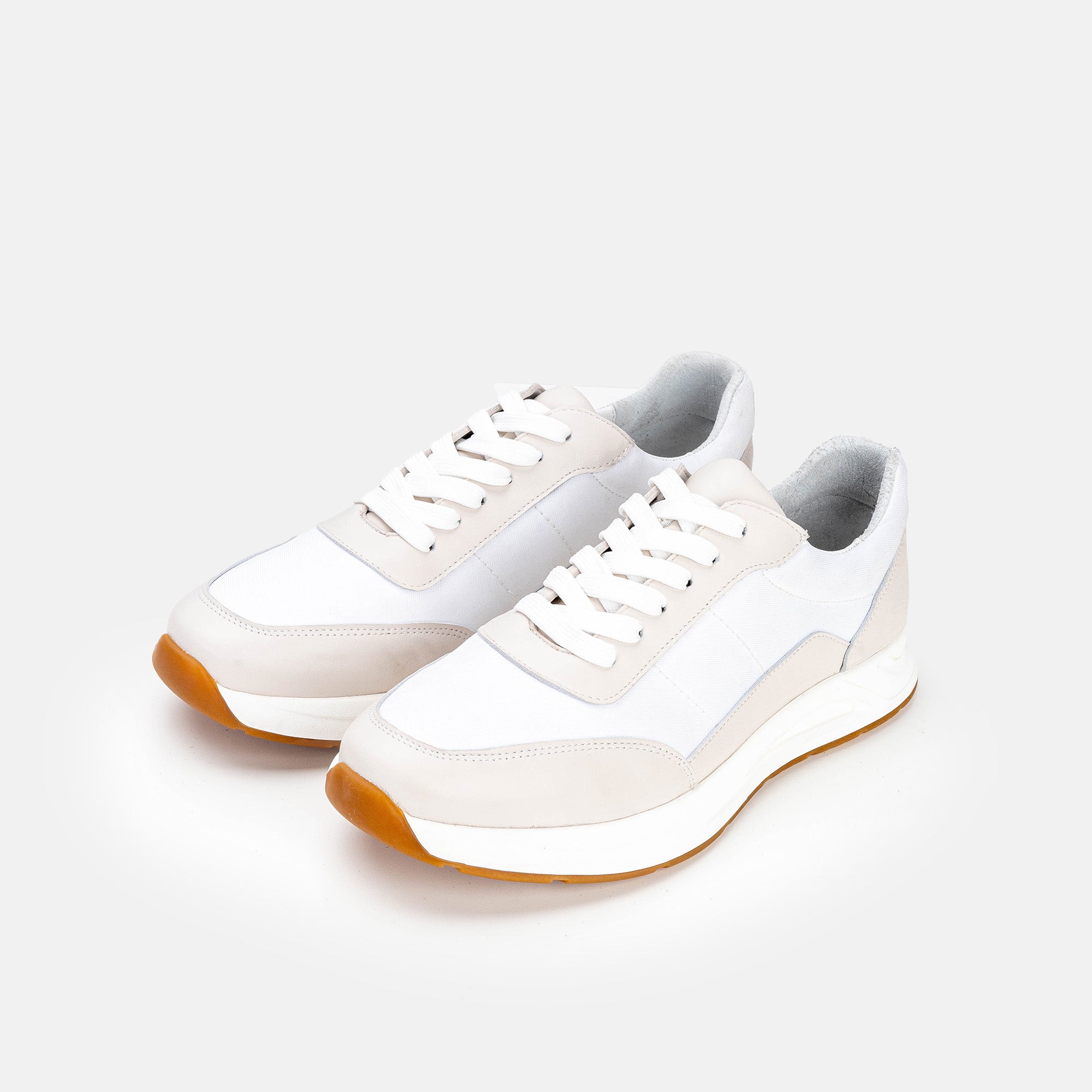 Volzak 3039 Basket en cuir Beige Blanc