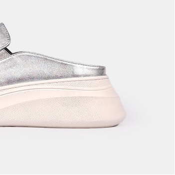 ''02 Mule en cuir Argenté