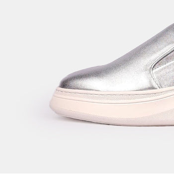 ''02 Mule en cuir Argenté