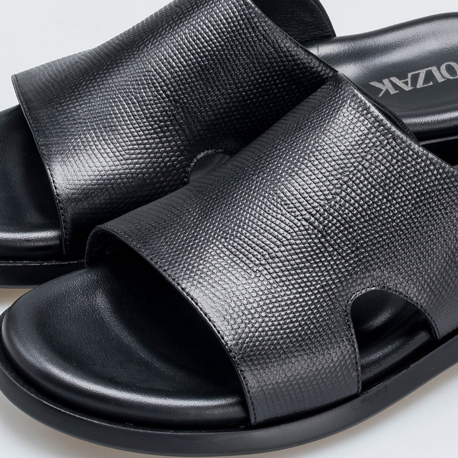 Volzak 5408 Black Leather Sandal