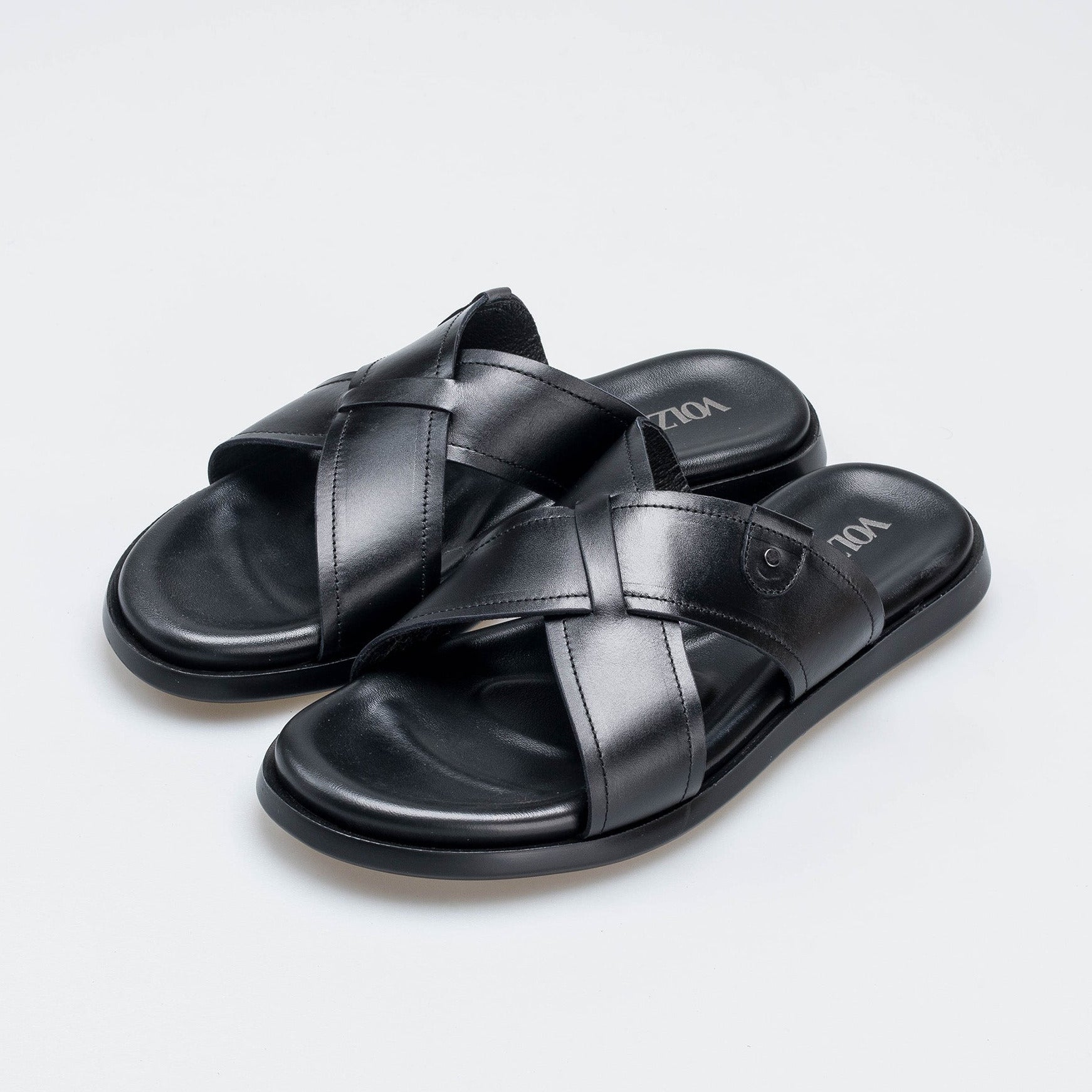 Volzak 5411 Black Leather Sandal