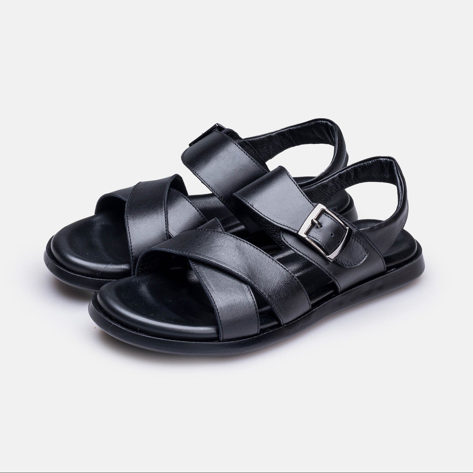 Volzak 5415 Black Leather Sandal
